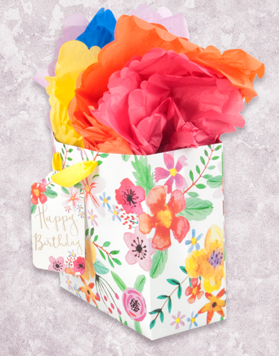 Premium Medium Square Gift Bags for Flowers - Elegant Floral Present Packaging for Birthdays, Weddings & Special Occasions