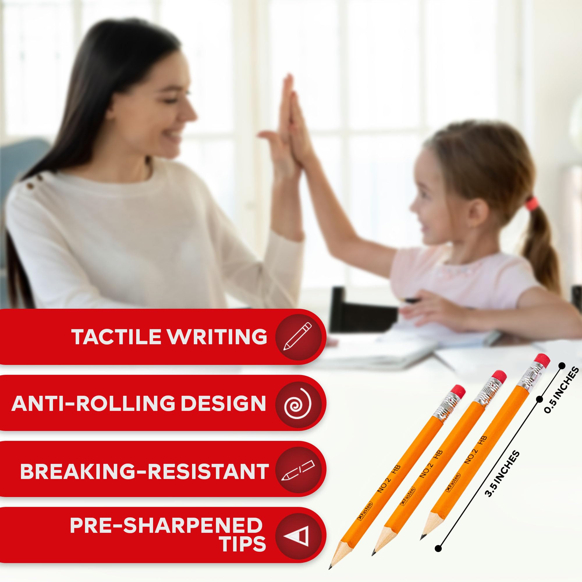 XFasten 200-Pack Presharpened HB Golf Pencils with Erasers - Bulk Mini Hexagonal Pencils for Kids, Students & Office Use - Perfect for Scorecards, Tests, Notes & Small Spaces