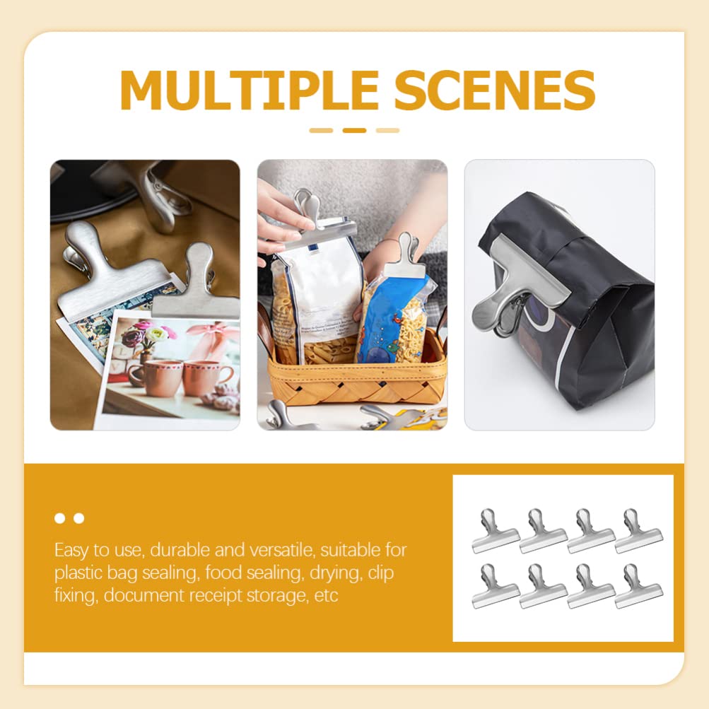 POPETPOP 8-Piece Stainless Steel Magnetic Sealing Clips - Food Fresh-Keeping Chip Bag Clips for Snacks, Cereal & Chips - Durable Metal Bag Sealer Clips for Kitchen, Pantry & Picnic Use