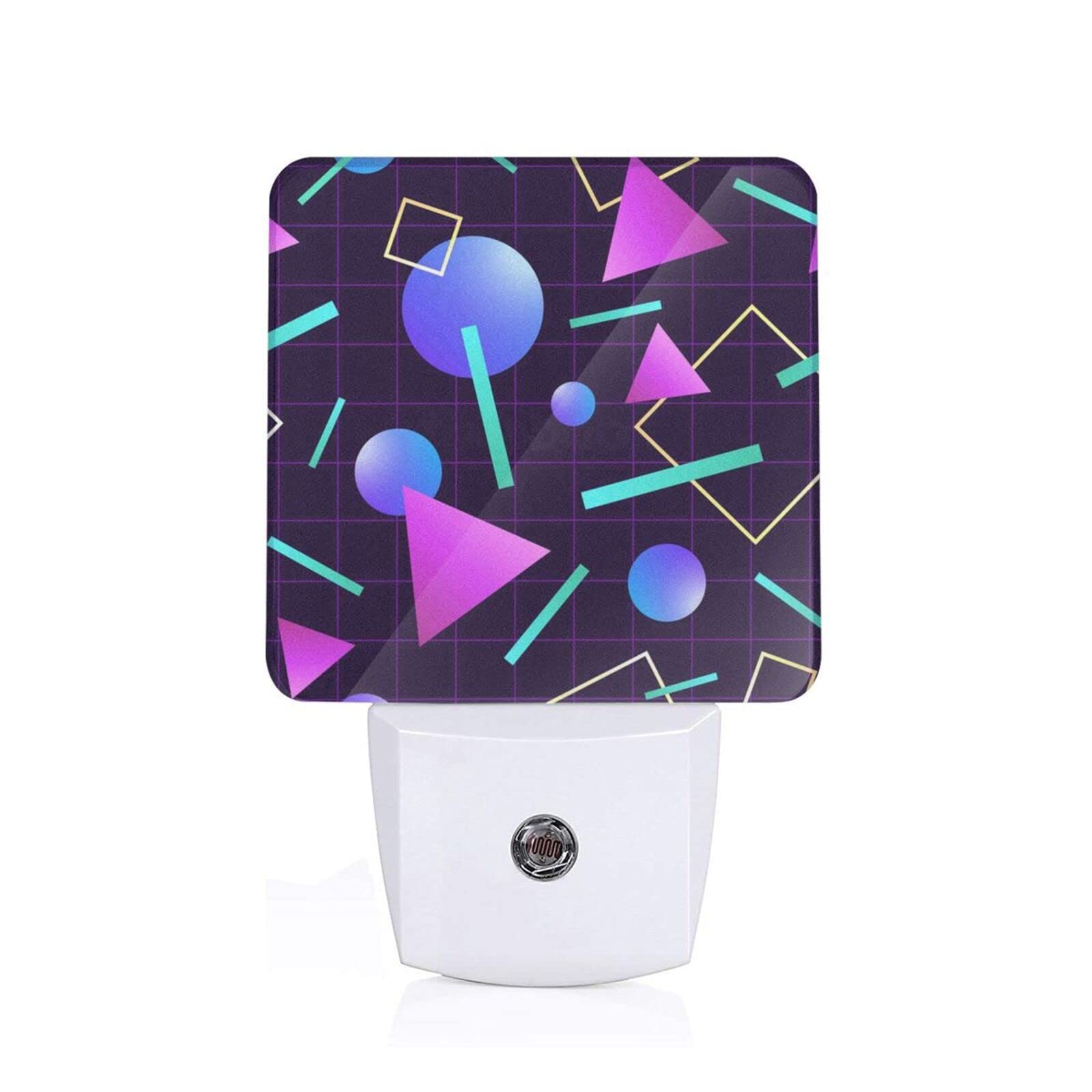 Geometric Plug-in LED Night Light with Dusk to Dawn Sensor - Neon Party Decor for Bedroom, Bathroom, Hallway & Stairways | Energy-Efficient, Auto On/Off Night Lamp for Kids & Adults