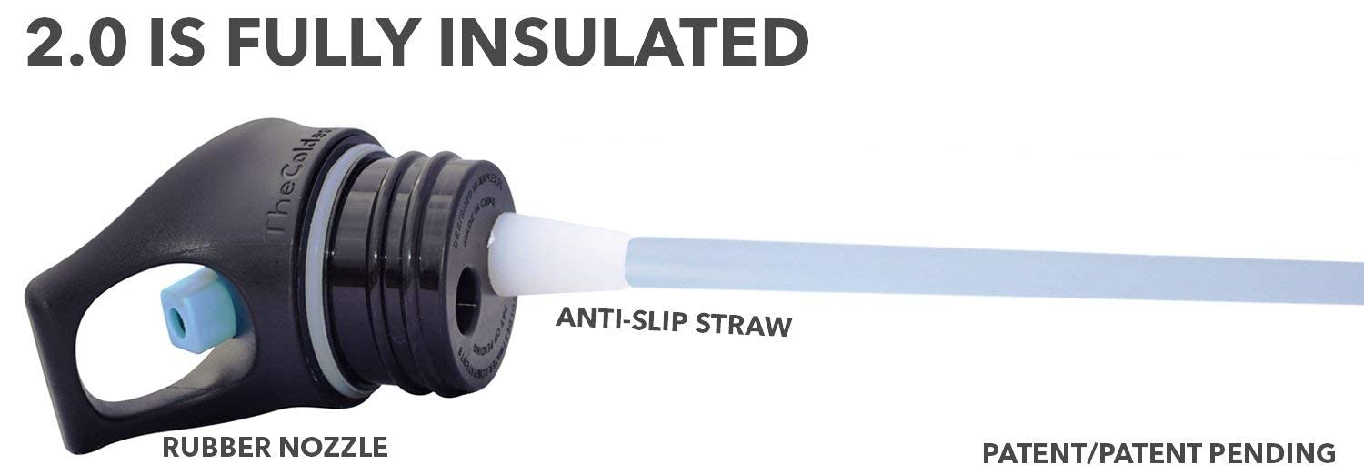 COLDEST Insulated Standard Mouth Hydro Flask with Flip Top Lid - Multi-Compatible Straw Cap for 12, 21, Gallon Lids - Black - Perfect for Outdoor Adventures, Gym, and Travel
