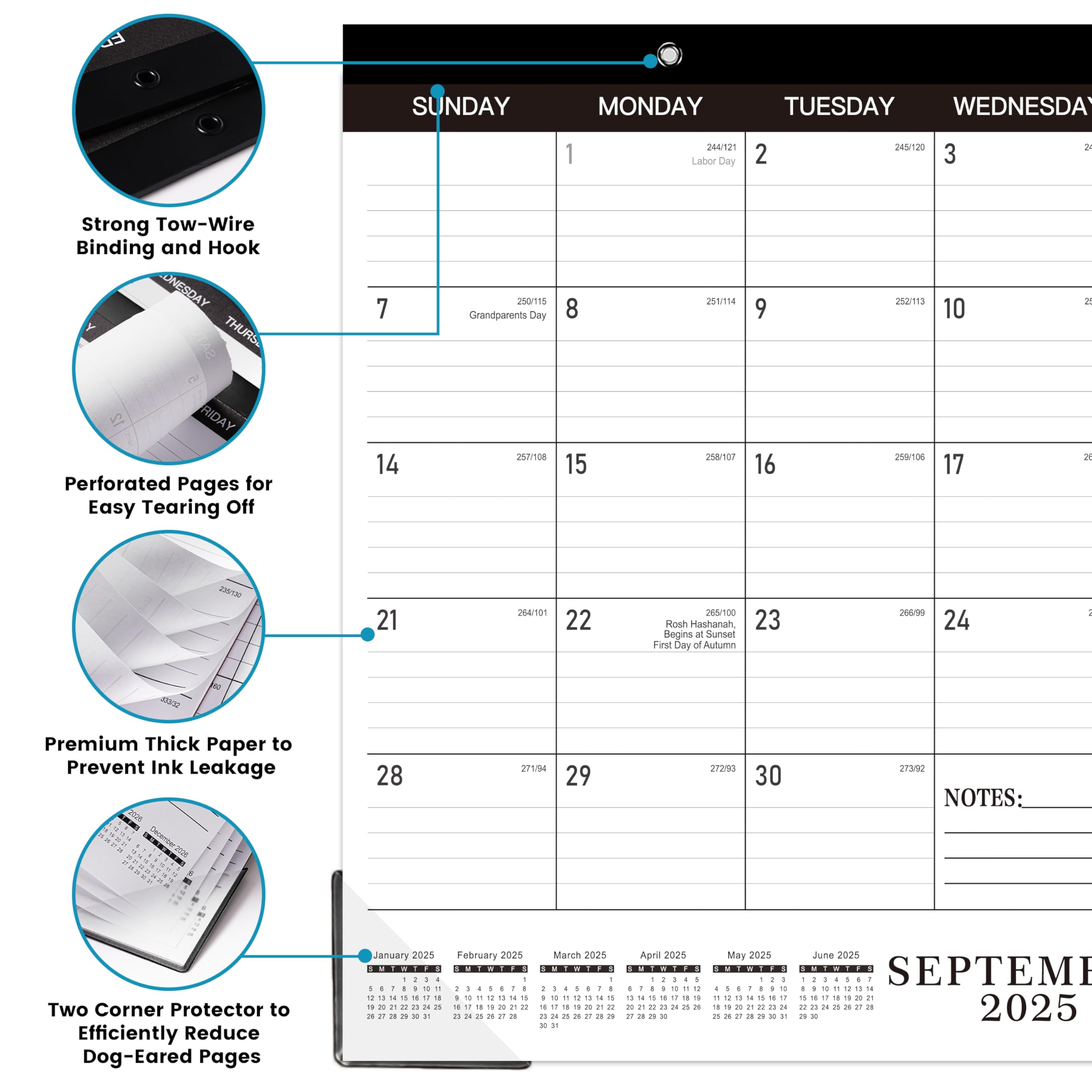 2025-2026 18-Month Desk & Wall Calendar (July 2025 - December 2026) | 14.6