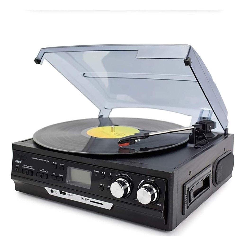 Vintage Gramophone Record Player Turntable with Built-in Speakers - Vinyl LP, USB, Tape & Bluetooth Connectivity - Perfect for Home Decor, Music Lovers & Retro Enthusiasts (Ideal for Living Rooms, Bedrooms & Vintage-Themed Parties)
