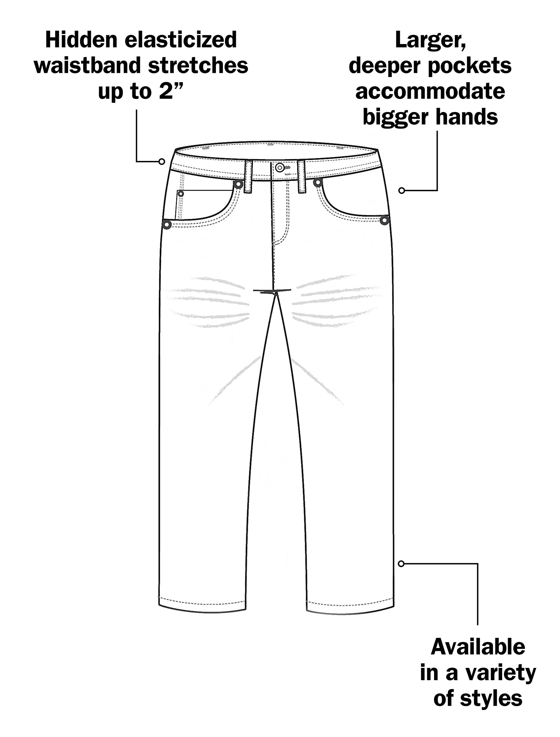 Harbor Bay by DXL Men's Big & Tall Comfort Stretch Pants - Black | Relax Fit Casual Work Pants for Office & Travel