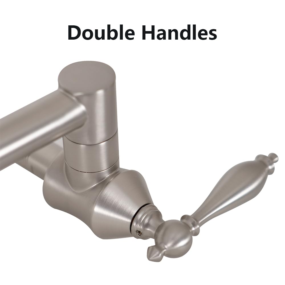 Brushed Nickel Pot Filler Faucet - Swing Arm for Kitchen Sink