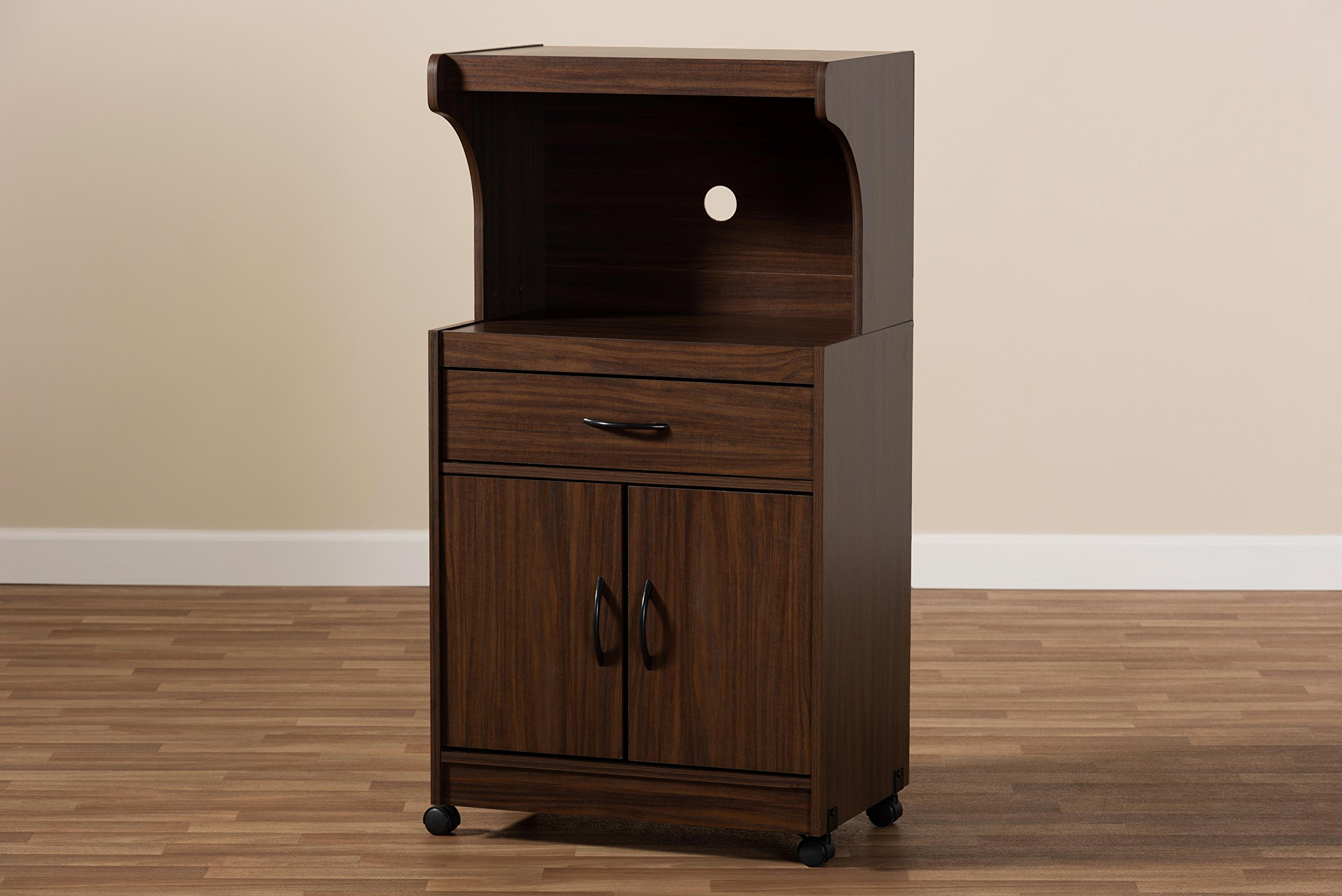 Baxton Studio Terline Kitchen Cabinet in Walnut Brown - Modern Storage Solution for Kitchens, Pantries & Home Organization