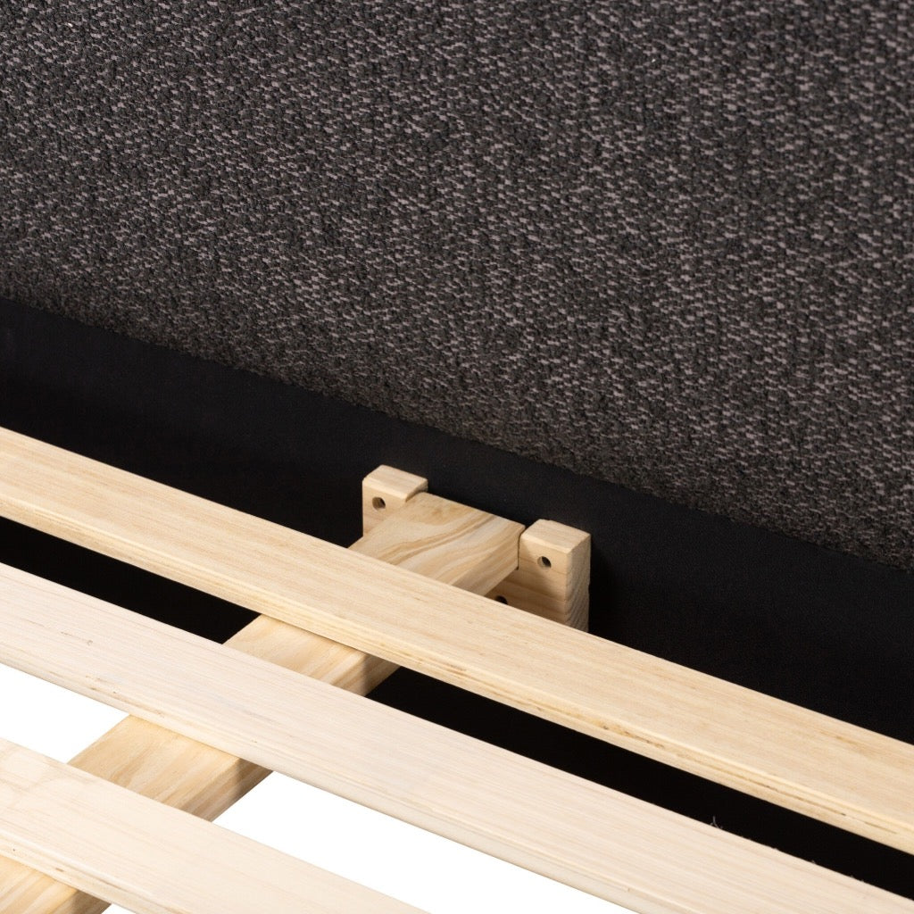 Quincy Bed Frame - Lisbon Charcoal Queen Size Modern Platform Bed with Wooden Slats | Perfect for Bedroom, Guest Room & Apartment Furniture