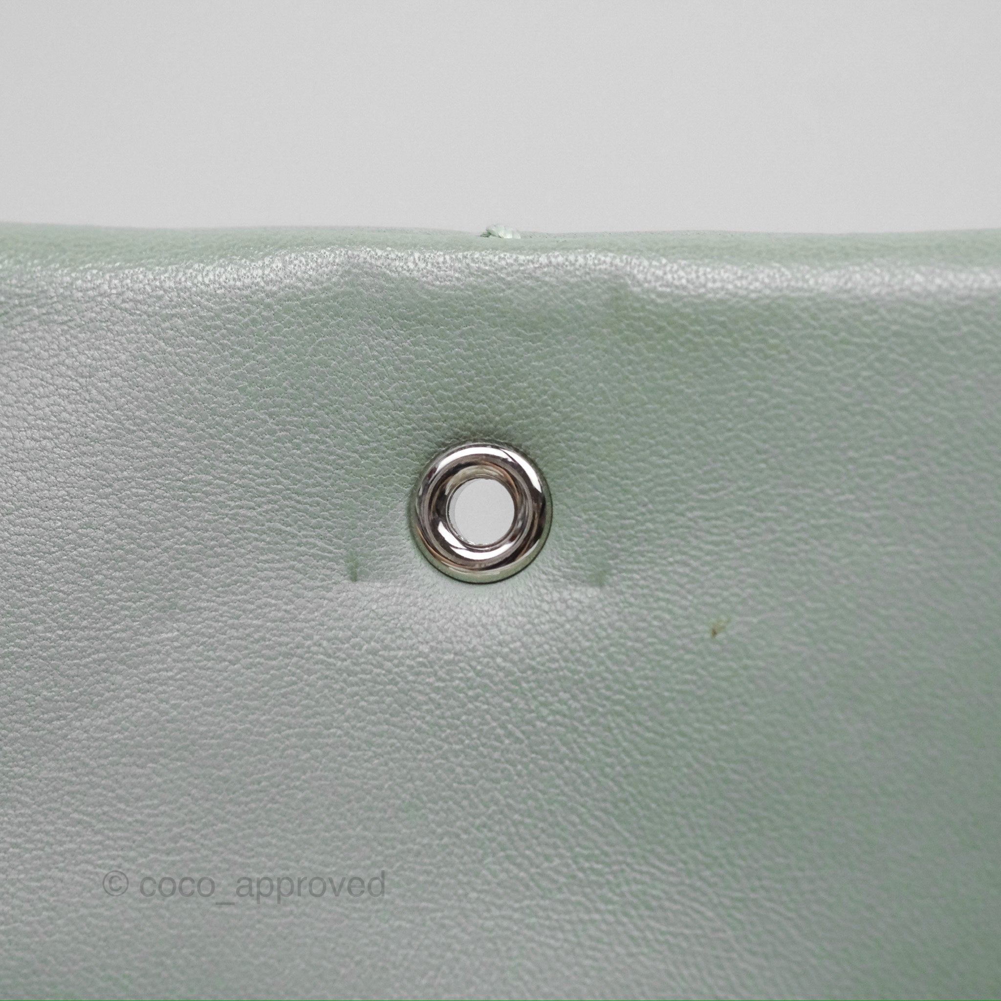 Chanel CC East West Flap Bag Genuine Lambskin Leather Mint Green with Silver Hardware - Luxury Crossbody Purse for Women, Perfect for Date Night & Special Occasions