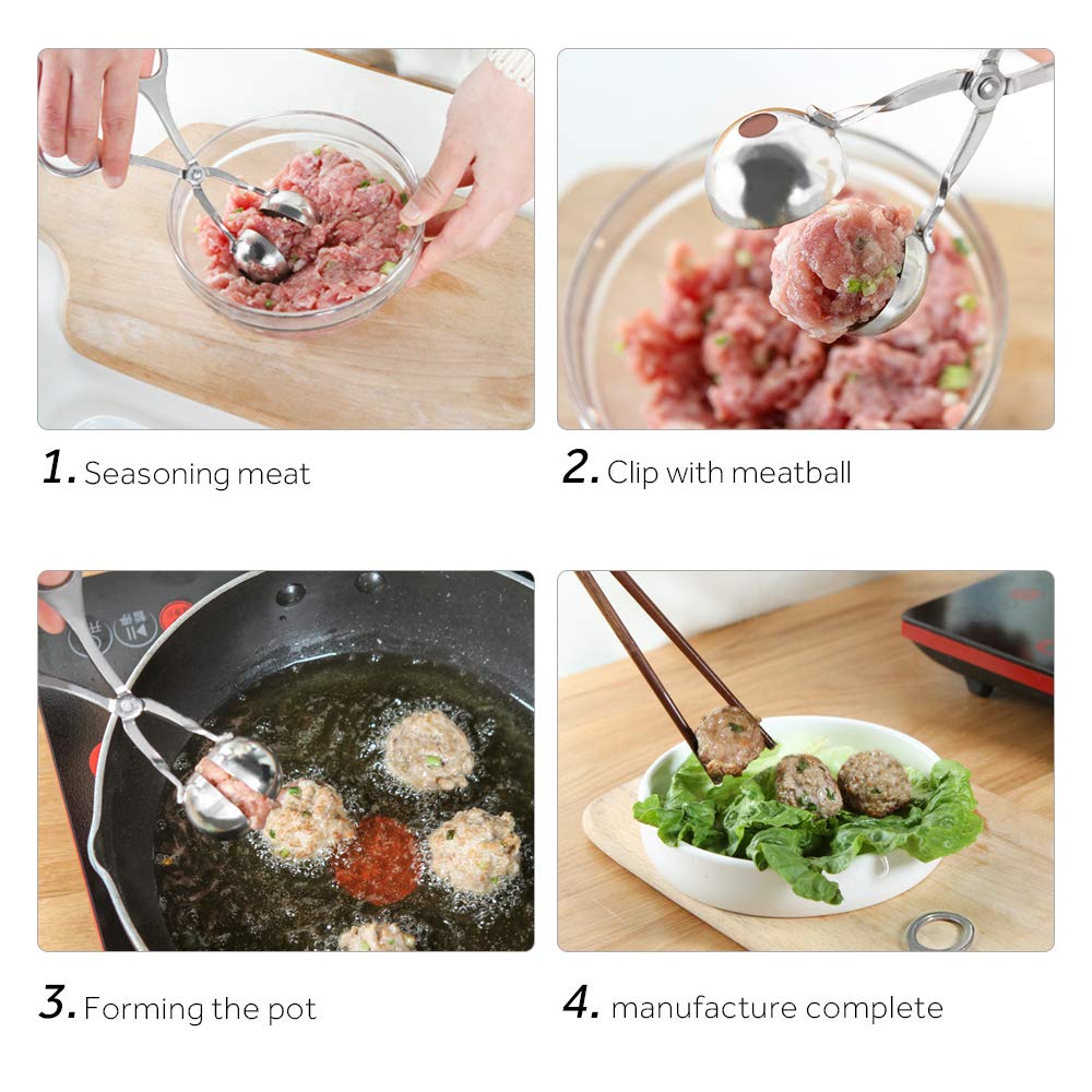 2PCS Stainless Steel Meat Baller & Melon Baller Set - Kitchen Tool for Making Meatballs, Cake Pops, Cookies, Ice Cream & Fruit Balls - Perfect for Baking, Cooking & Food Prep