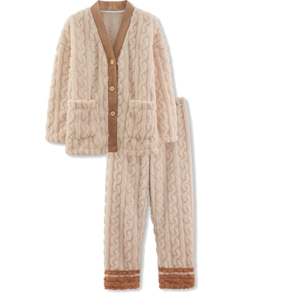 Women's Cotton Long Sleeve Button Down Nightgown & Pajama Set - Soft Loungewear with Printed Kimono Cardigan (White, Size M) for Relaxing at Home, Sleepwear & Cozy Evenings