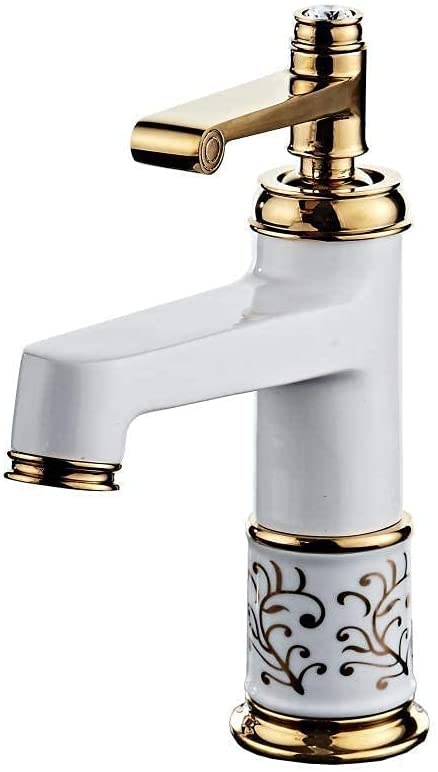 Rose Gold Bathroom Sink Faucet - Single Handle Deck Mount Brass Mixer Tap with Ceramic Valve & Spray White Finish - Perfect for Modern Vanity, Lavatory & Basin Installation