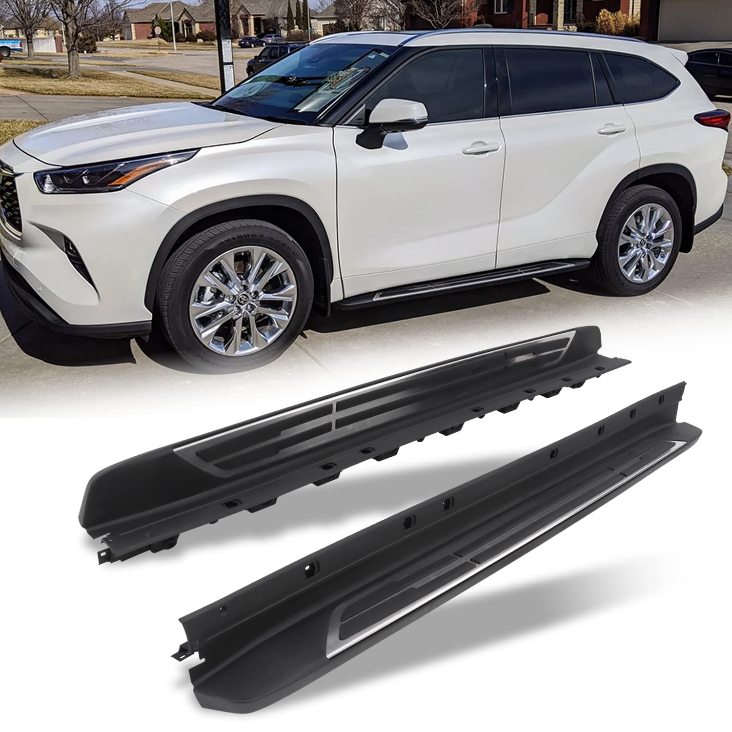 Snailfly Running Boards for 2020-2025 Toyota Highlander - Side Steps Compatible with L, LE, XLE, XSE, Limited, Platinum & Hybrid Models - Durable Nerf Bars for Off-Road & Daily Driving Protection