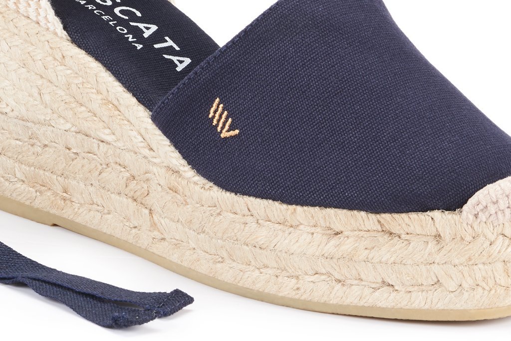 VISCATA Bisbe Women's Handmade Canvas Wedge Sandals with 3.5