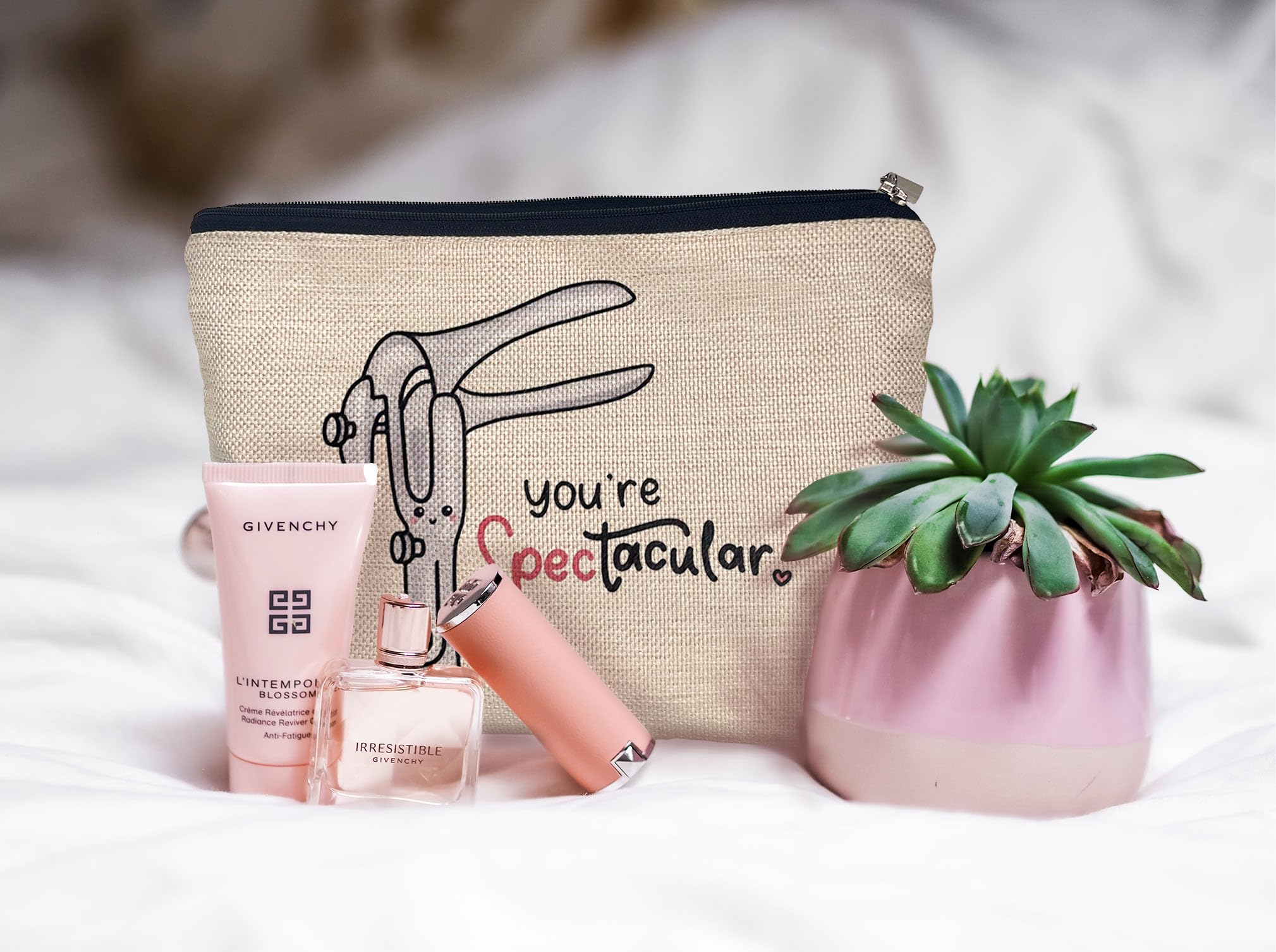 Ayxvt OBGYN Cosmetic Makeup Bag - Stylish Medical Office Decor, Perfect Gift for Doctors & Midwives, Travel & Everyday Use (Beige) - Ideal for Clinics, Hospitals & Personal Use