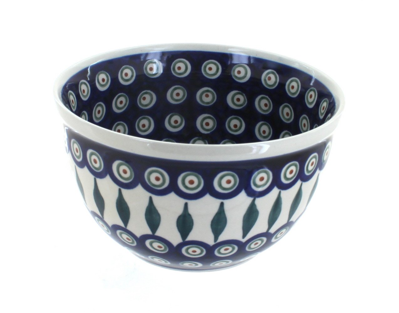 Handmade Blue Rose Polish Pottery Peacock Design Small Mixing Bowl - Perfect for Baking, Serving & Kitchen Decor