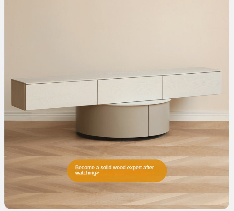 White Cream Oak Solid Wood Floating TV Stand - Modern Suspension TV Cabinet for Living Room, Bedroom & Home Theater Setup