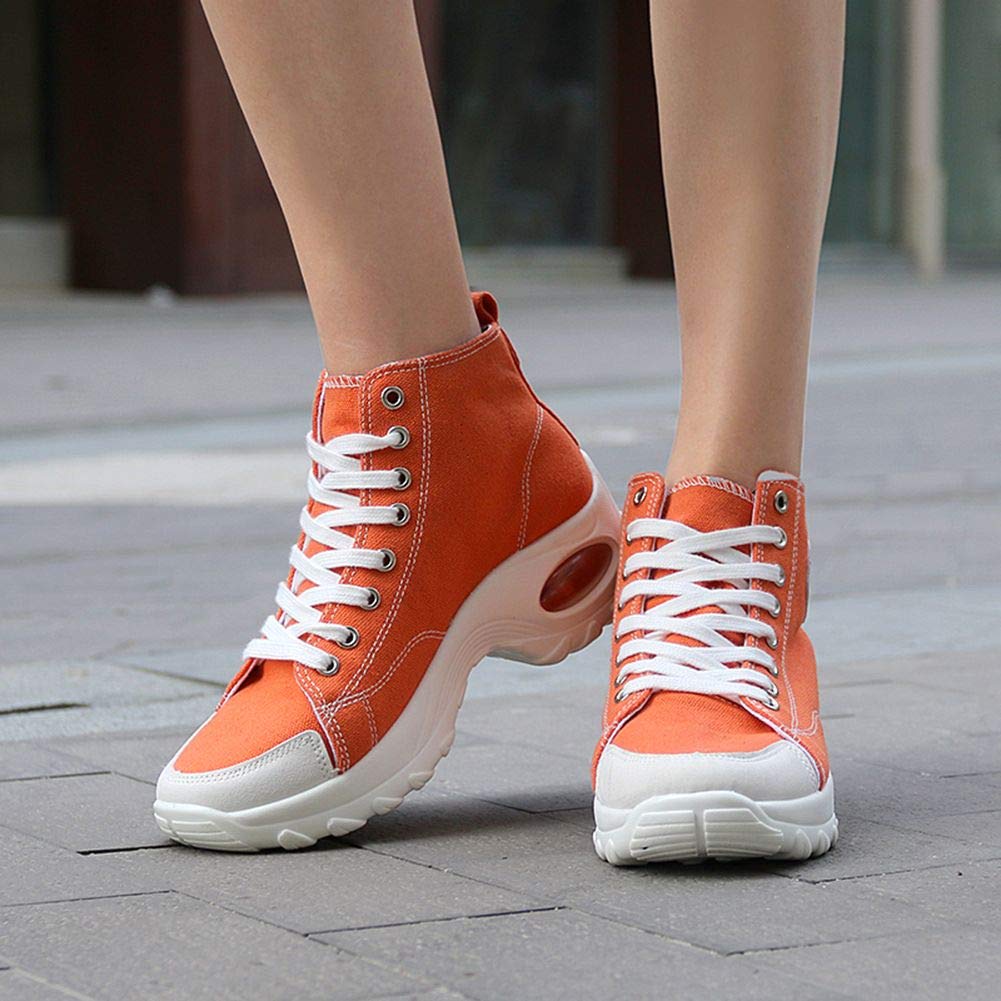 Women's High Top Canvas Sneakers with Air Cushion & Heightened Sole - Comfortable Casual Fashion Shoes for Walking, Running & Everyday Wear