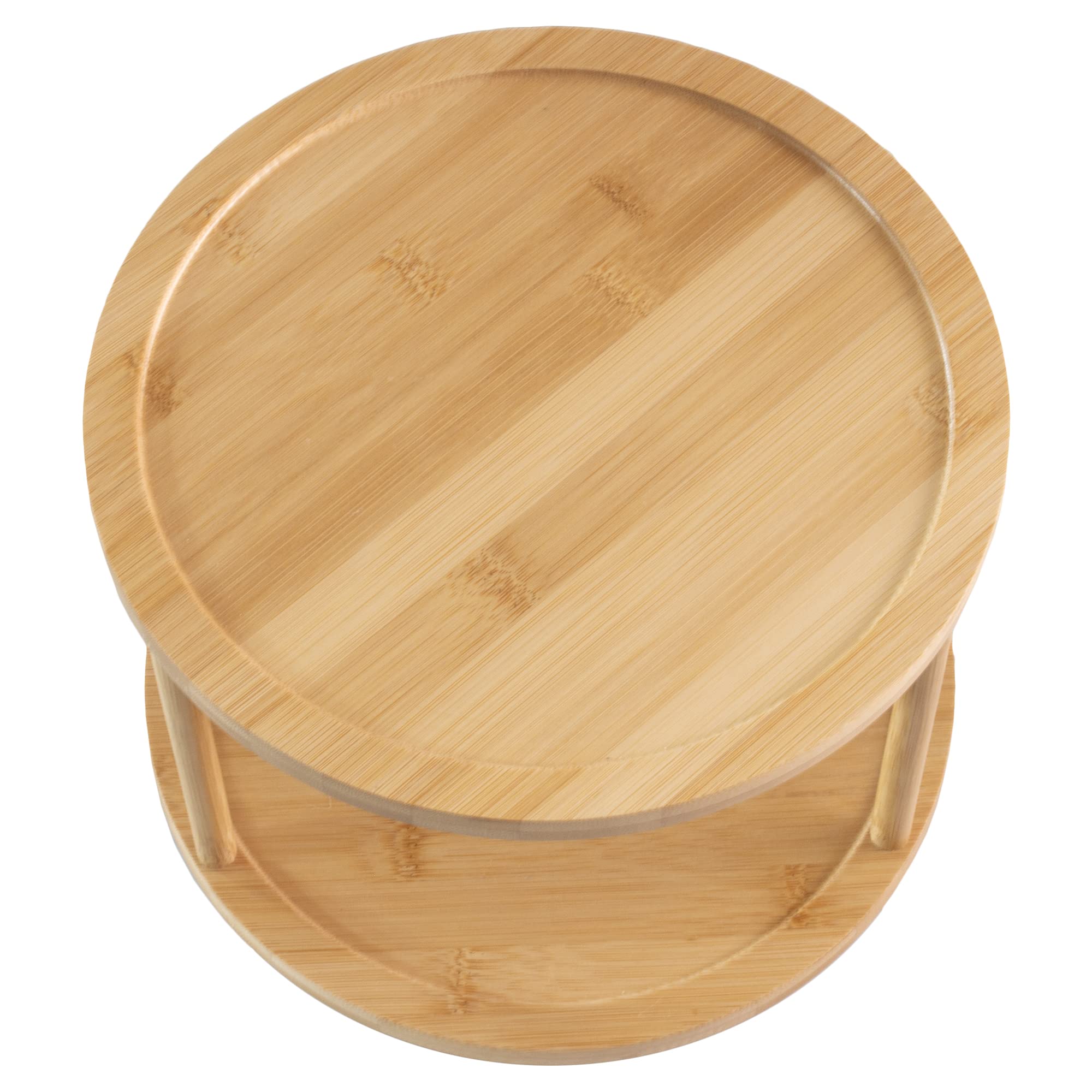 2-Tier Bamboo Lazy Susan Turntable Organizer for Kitchen Cabinet, Pantry, or Tabletop - Spice Rack, Condiment Holder, Makeup & Bathroom Storage - Perfect for Home Organization & Easy Access
