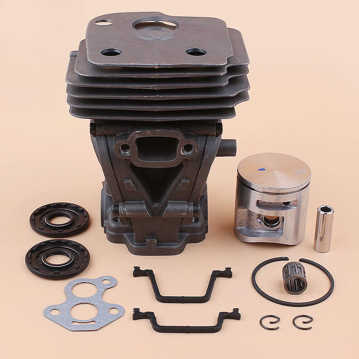 Husqvarna 450 445 Rancher Chainsaw 44mm Cylinder Piston Gaskets Oil Seal Kit Replacement Parts - Compatible with Chainsaw Maintenance & Repair