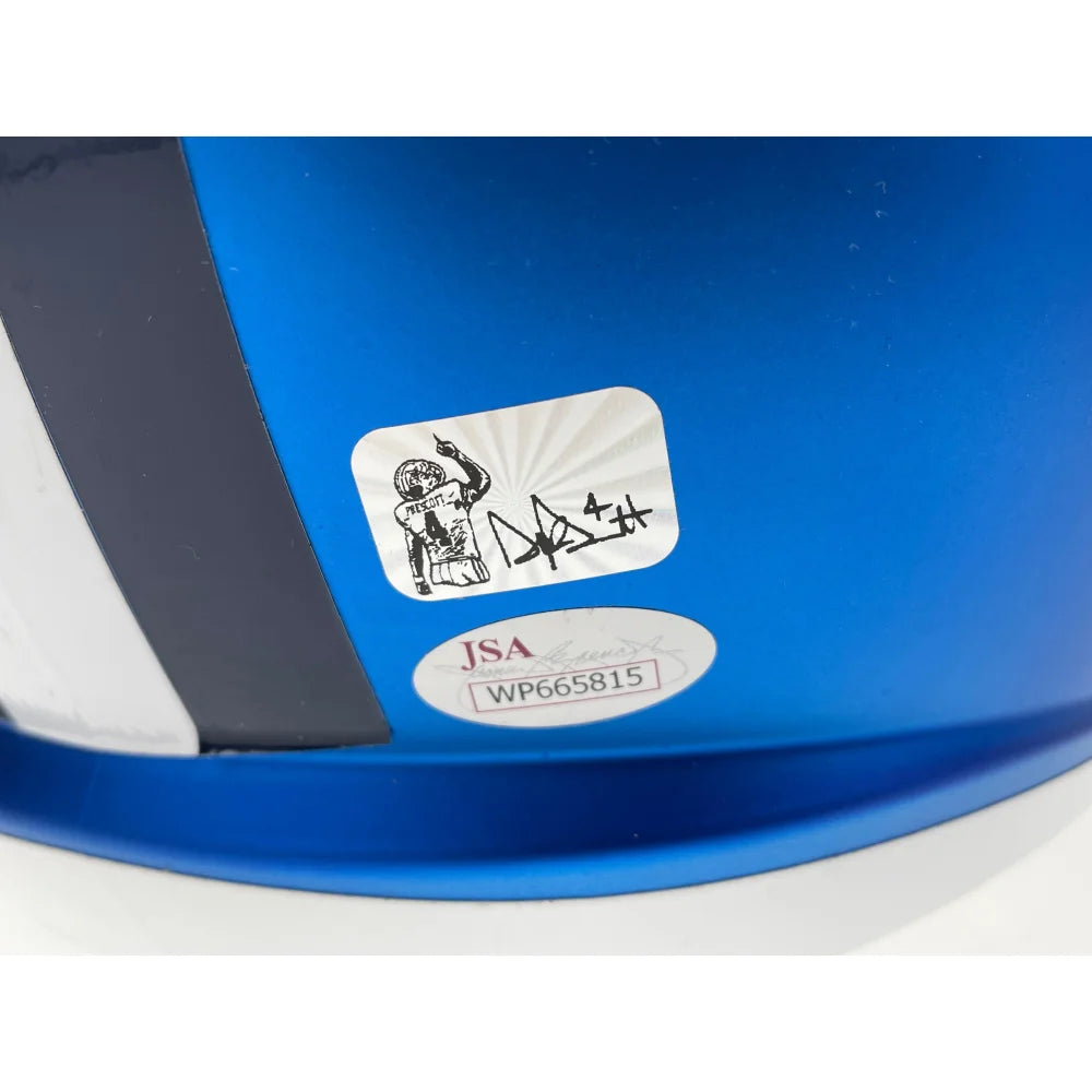 Dak Prescott Autographed Dallas Cowboys Full Size Blaze Helmet with JSA COA - Signed NFL Football Collectible for Fans, Man Cave, Sports Memorabilia Display