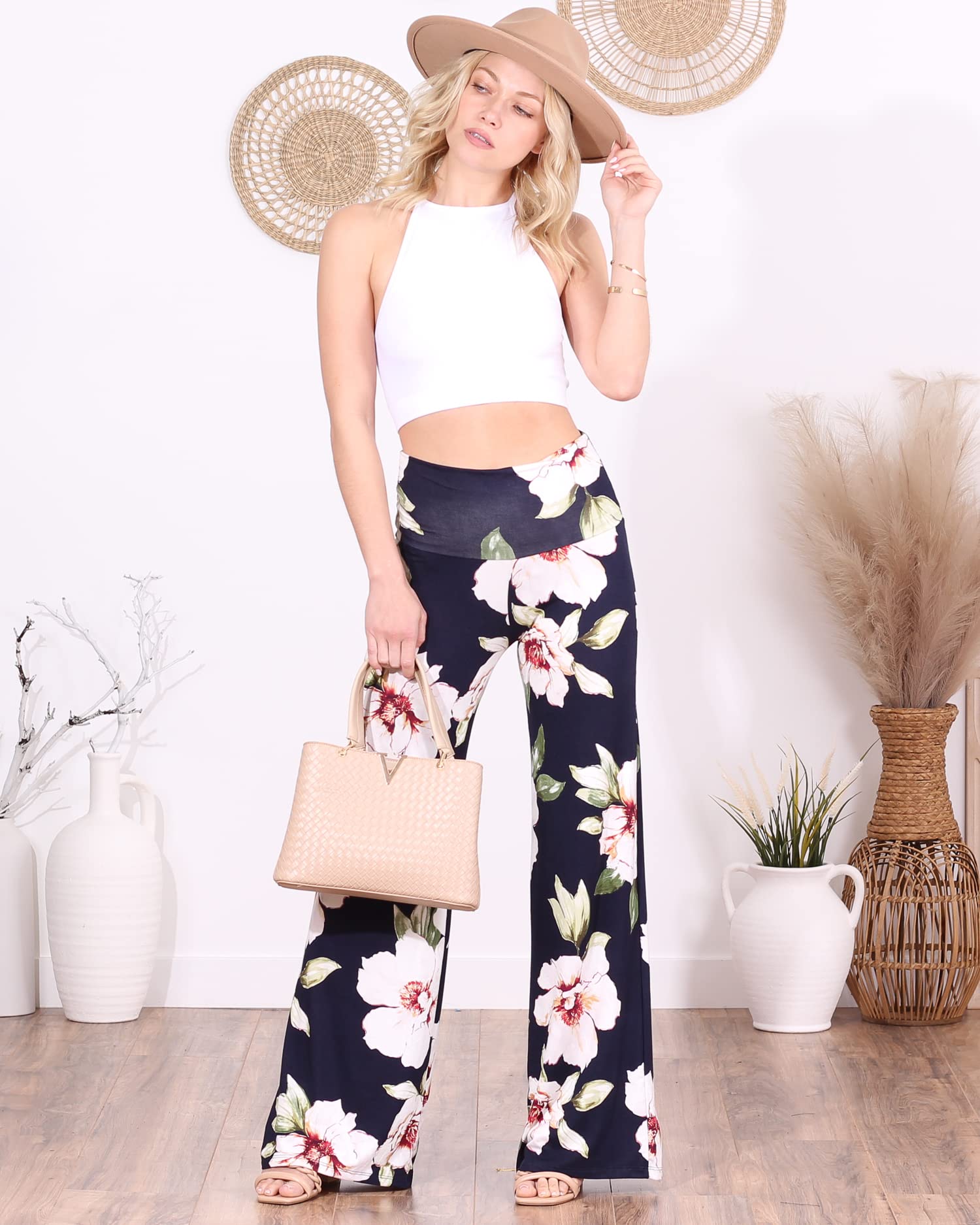 Popana Women's Palazzo Pants - Casual Summer Wide Leg Beach Pants - Plus Size Comfort - Made in USA - Perfect for Vacation, Yoga & Lounge Wear