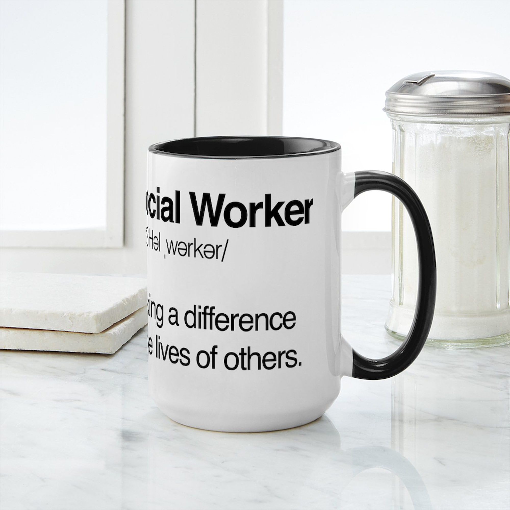 Social Worker Definition 15 oz (444 ml) Ceramic Coffee Mug - Perfect Gift for Social Workers, Office Use & Home Coffee Breaks