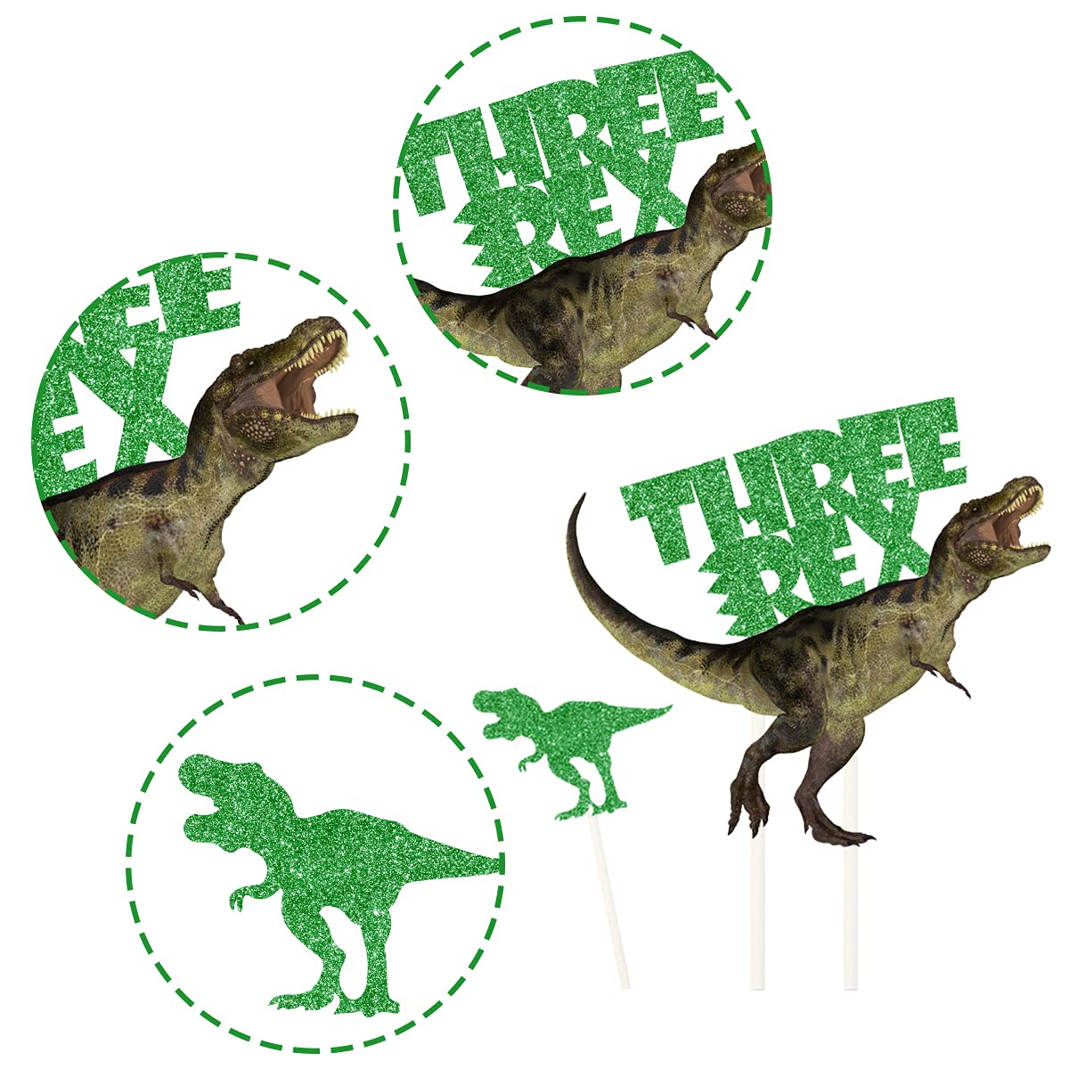 Dinosaur Birthday Decorations - 25 Pcs Cake & Cupcake Toppers for Boys & Girls 3rd Birthday Party, Roar I'm 3, Dino Party Supplies - Perfect for Jurassic Themed Cakes, Desserts, and Kids' Birthday Celebrations