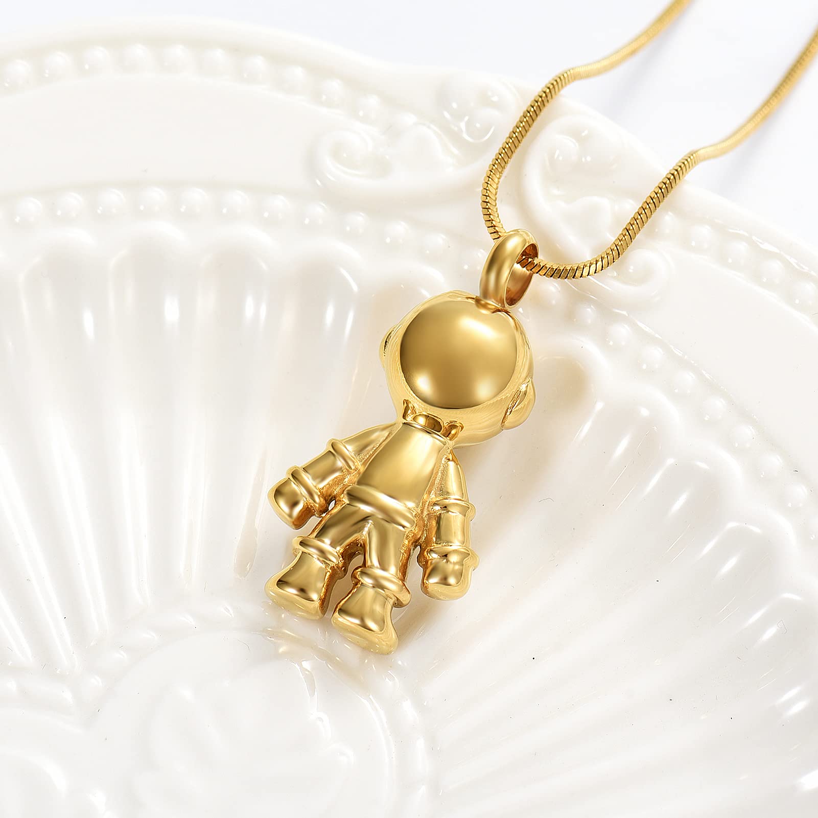 Space Robot Cremation Jewelry Urn Necklace - Memorial Ashes Holder for Human & Pet (Dog/Cat) - Cool Keepsake Pendant for Ashes - Perfect for Remembrance, Gifts & Memorial Services
