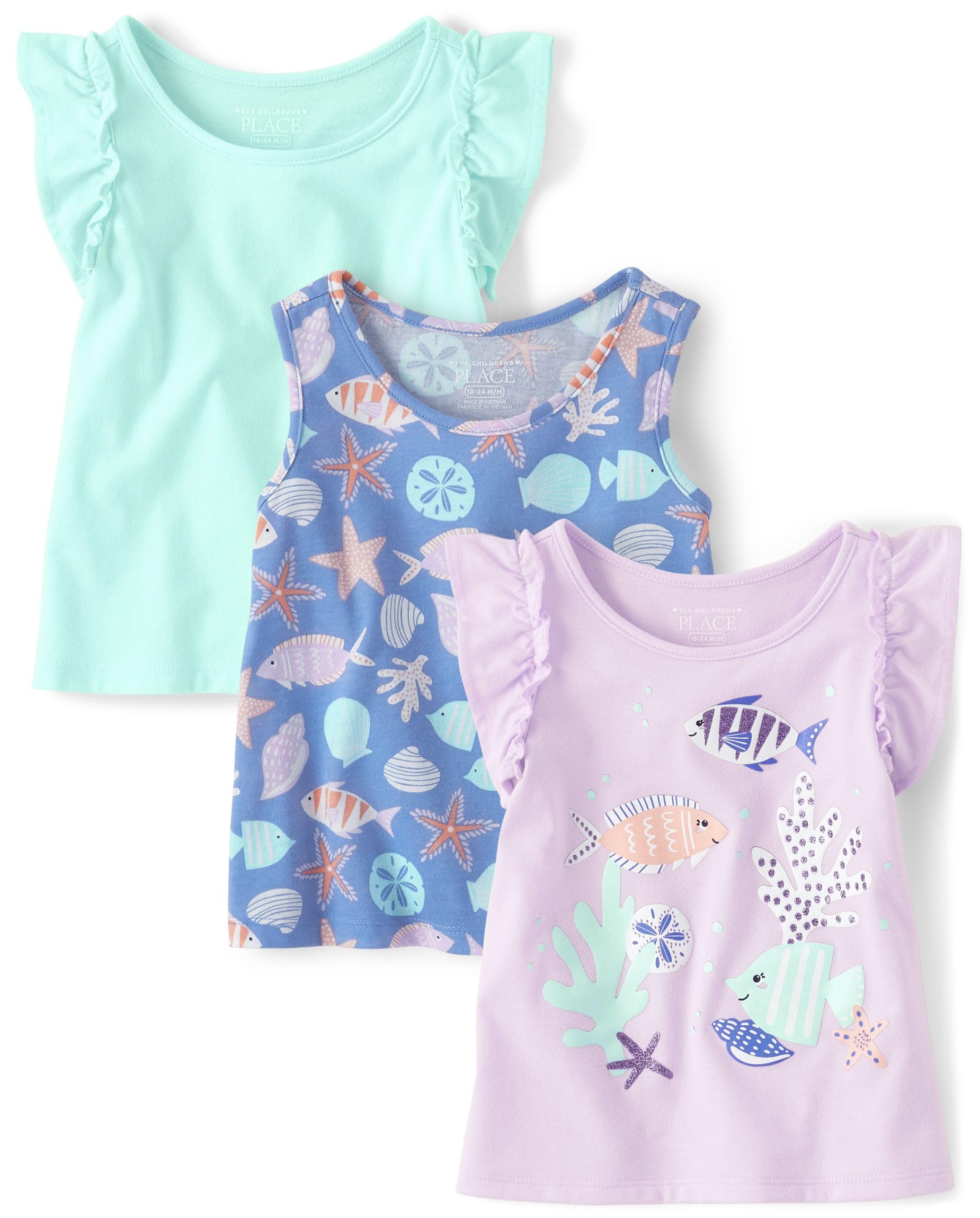 The Children's Place Baby Girls' & Toddler Short Sleeve Cotton T-Shirts - Soft Everyday Casual Tees for Playtime, Daycare & Family Outings