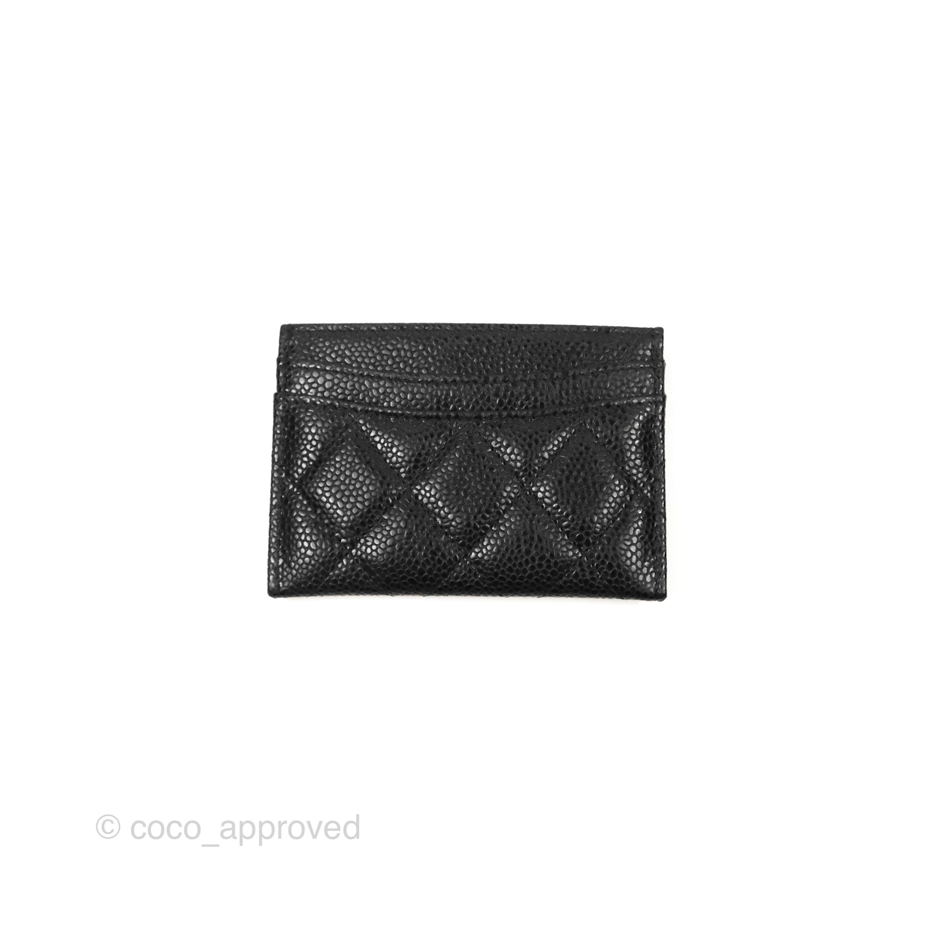 Chanel Classic Flat Card Holder in Black Caviar Leather with Gold Hardware - Luxury Compact Wallet for Everyday Use & Travel