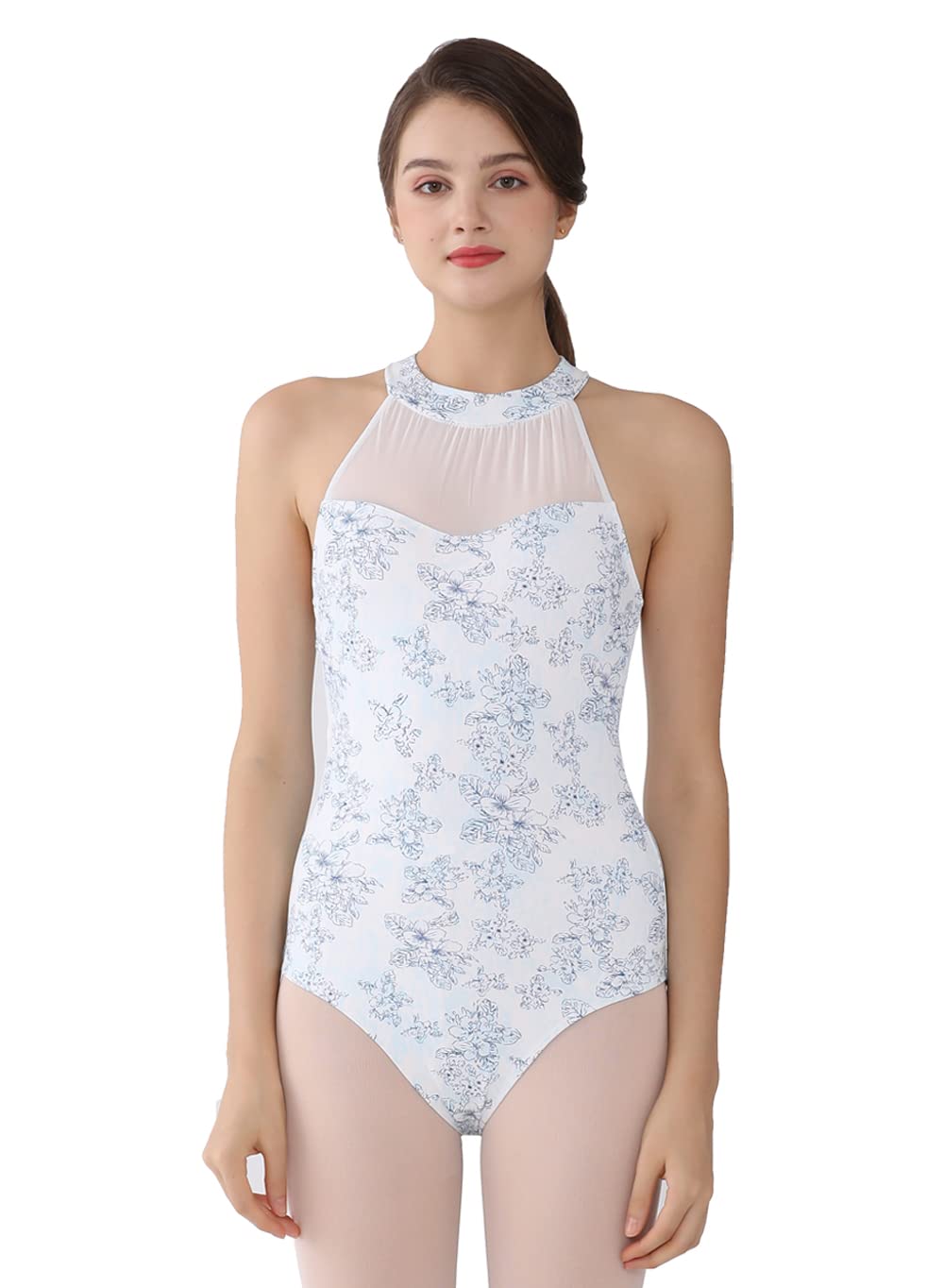 Girls & Womens Halter Neck Sleeveless Dance Tank Top - Ballet Gymnastics Bodysuit for Performance, Practice & Competition