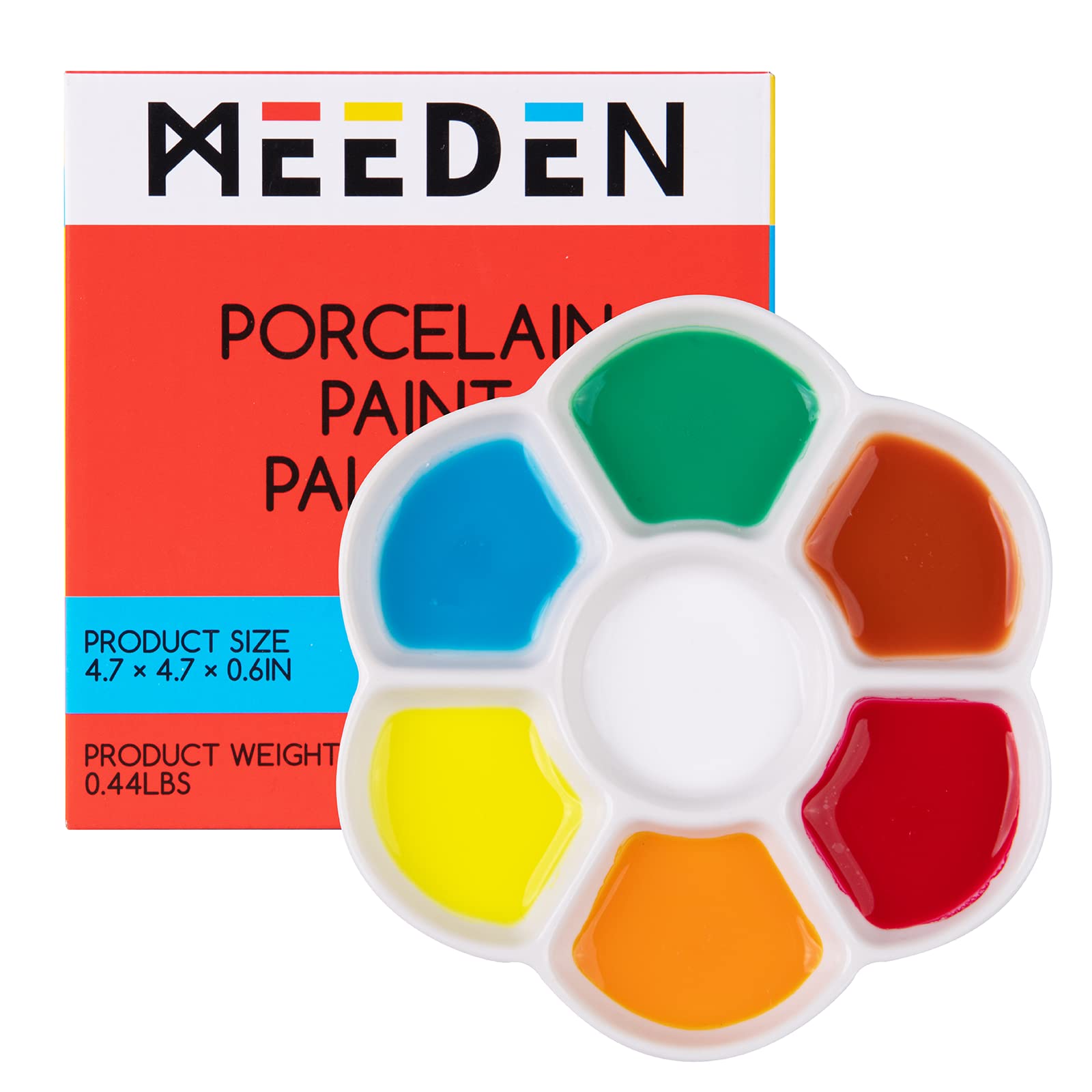MEEDEN 7-Well Studio Porcelain Paint Palette Tray - 4.75 Inch Round White Artist Mixing Color Tray for Watercolor & Gouache Painting - Perfect for Studio, Classroom & Outdoor Art Projects