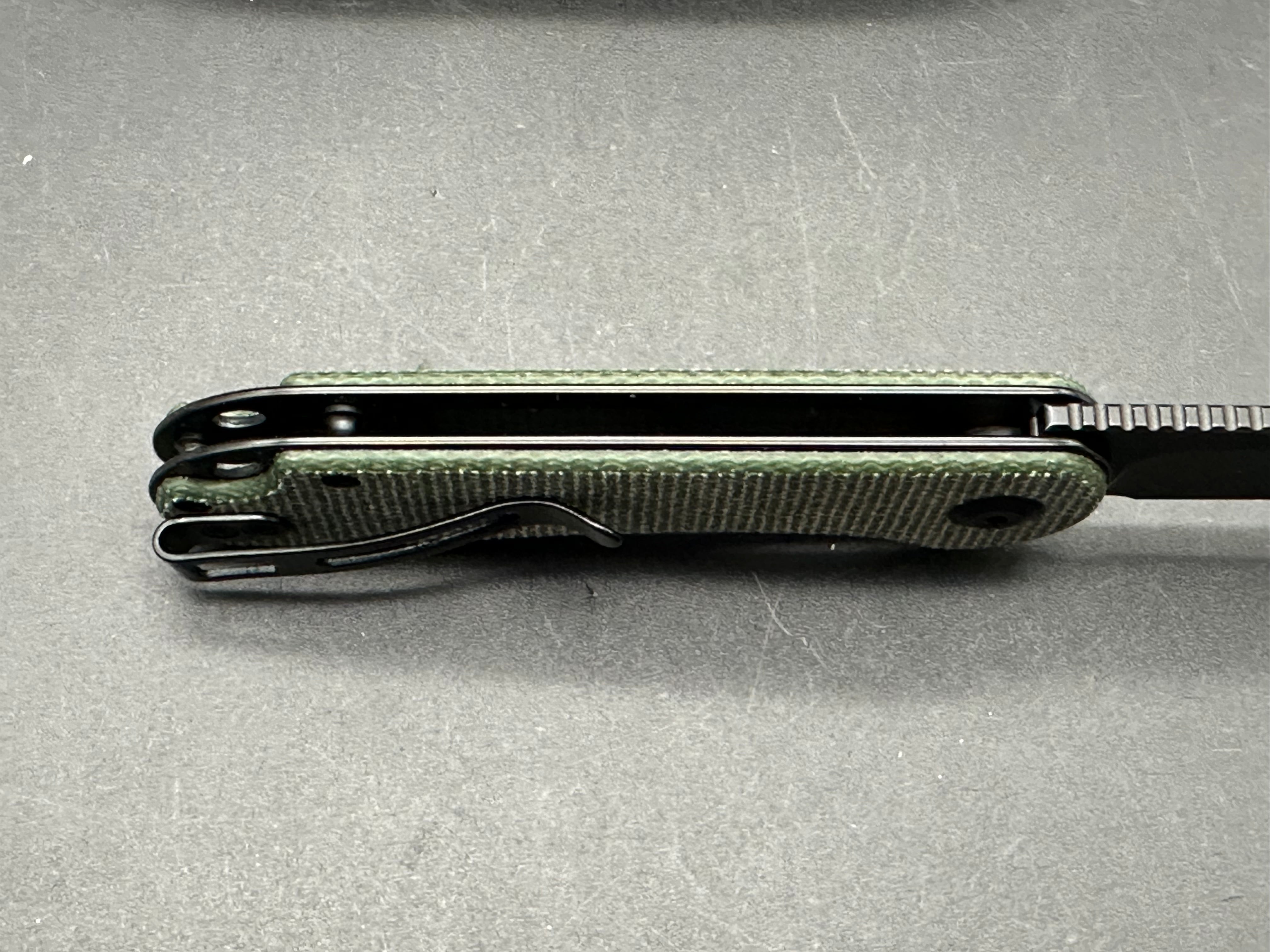 CIVIVI Elementum Folding Pocket Knife - Green Micarta Handle, D2 Steel Tanto Plain Black Blade (Model C907T E) | EDC, Outdoor Camping, Hiking & Survival Gear