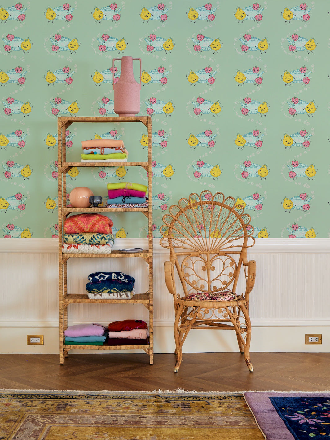 Lingua Franca Aventurine 'Life is a Banquet' Scroll Wallpaper - Elegant Home Decor for Dining Rooms & Living Spaces