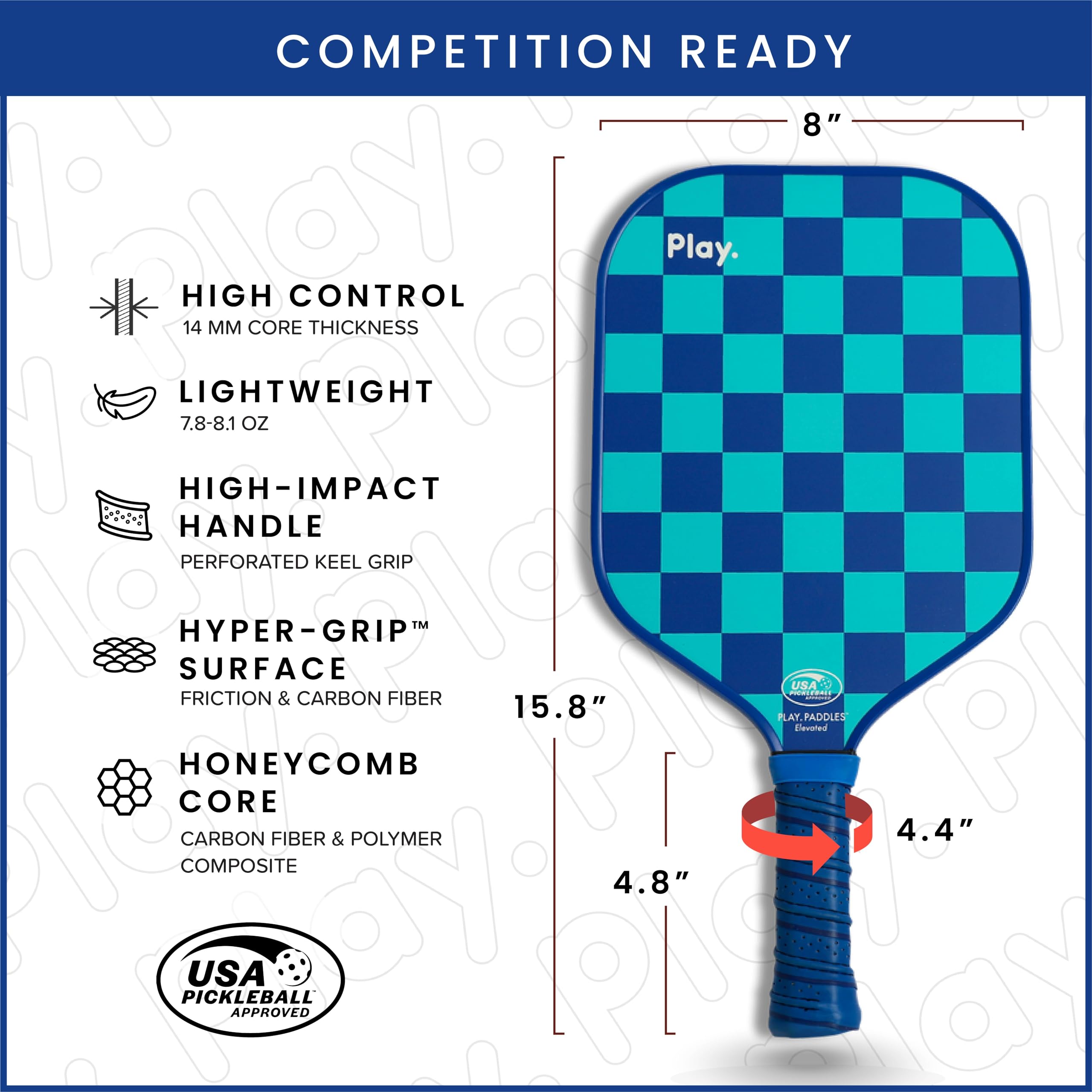 **USAPA Approved Pickleball Paddle - Carbon Fiber & Polymer Honeycomb Core | Graphite Face & Hyper-Grip™ Surface | Lightweight & Durable for Competitive Play | Perfect for Indoor & Outdoor Pickleball Games**