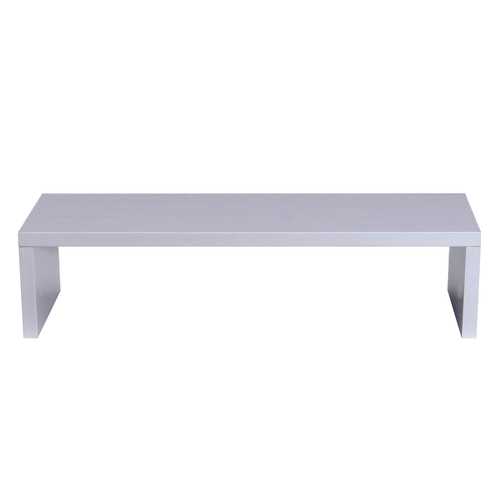 Black & White Wooden Monitor Stand - Adjustable Computer Monitor Riser with Cable Management, Ergonomic Wood Shelf for Home & Office Workspace - Perfect for Dual Monitors, Laptops and Desktop Setup