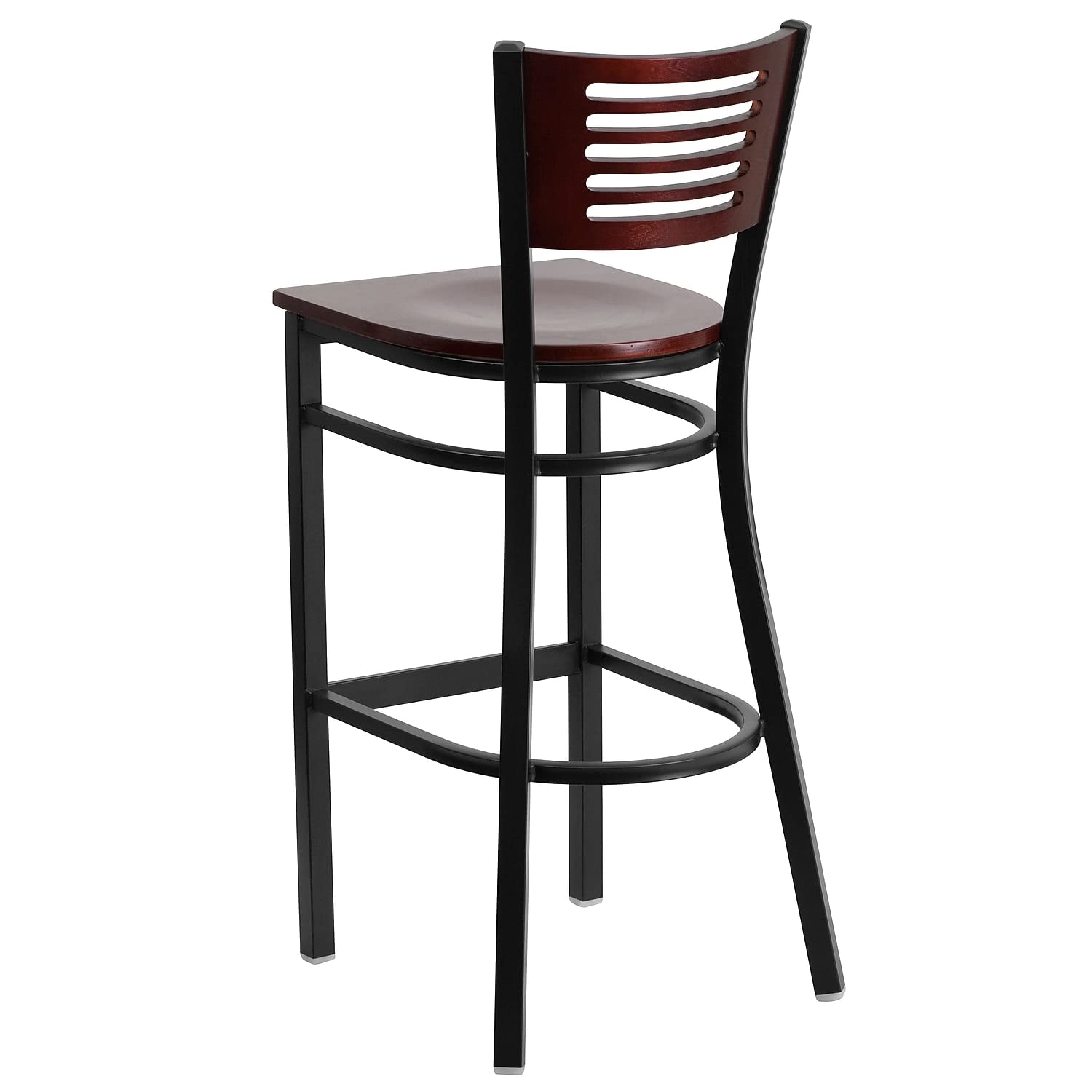 Flash Furniture 2-Pack HERCULES Series Black Metal Bar Stools with Mahogany Wood Seat & Back - Heavy Duty Restaurant & Home Bar Stools for Kitchen Counter, Pub, and Dining Room