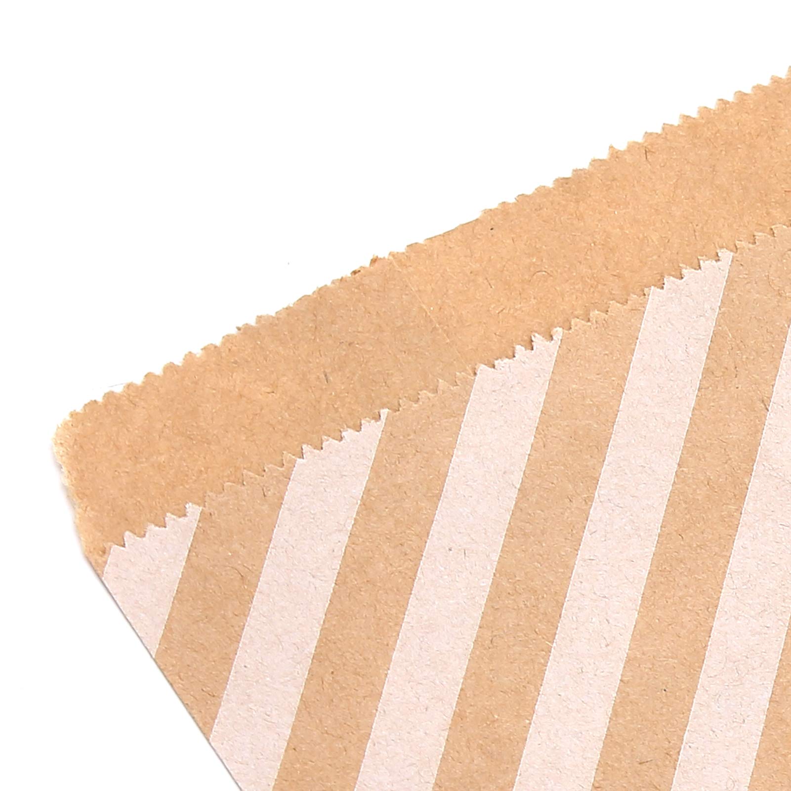 Eco-Friendly Kraft Brown Paper Snack Bags with Diagonal Stripes - Perfect for Bakeries, Sandwich Shops & Snack Packaging | Ideal for Takeout, Picnics & Party Favors