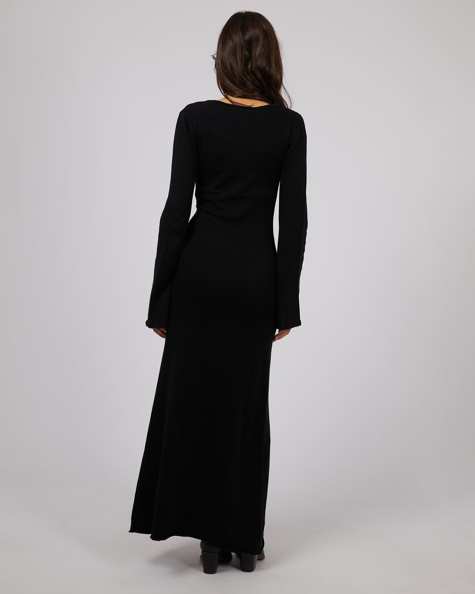 All About Eve Knit Long Sleeve Dress in Black - Elegant & Comfortable Fall/Winter Wardrobe Essential for Women