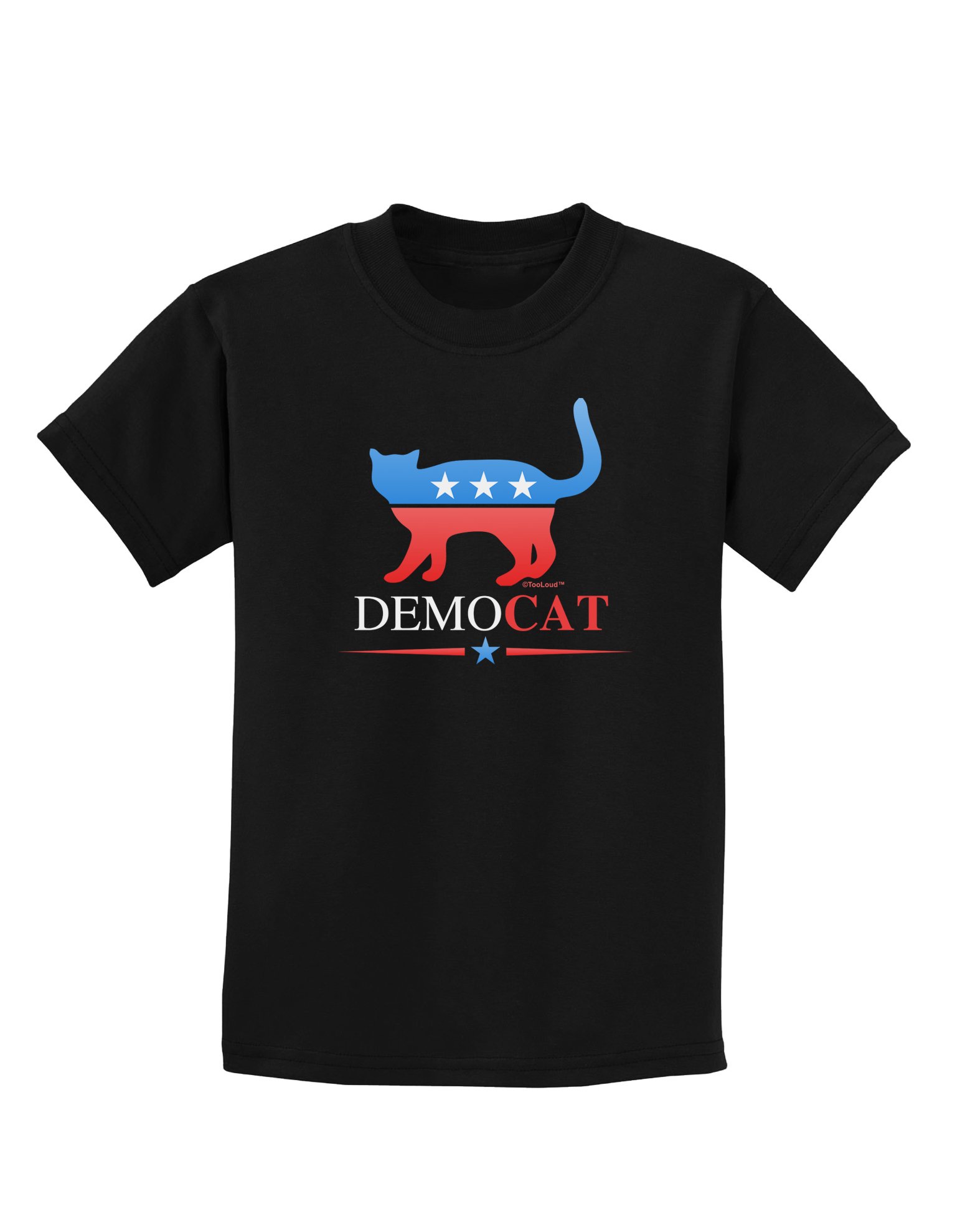 TOOLOUD Democat Kids Dark Black T-Shirt - Soft Cotton Graphic Tee for Boys & Girls - Perfect for School, Playdates, and Casual Outings