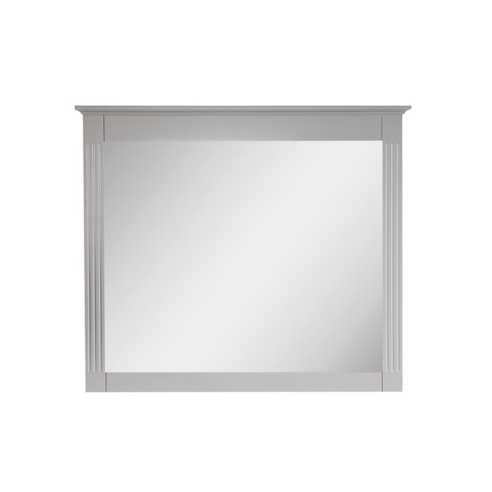 WELLFOR 38x33 Inch Wall Mounted Wood Framed Vanity Mirror - Rectangle HD Bathroom Mirror with Vertical/Horizontal Hanging Options - Perfect for Bathroom, Living Room & Entryway Decor - Elegant Grey Finish