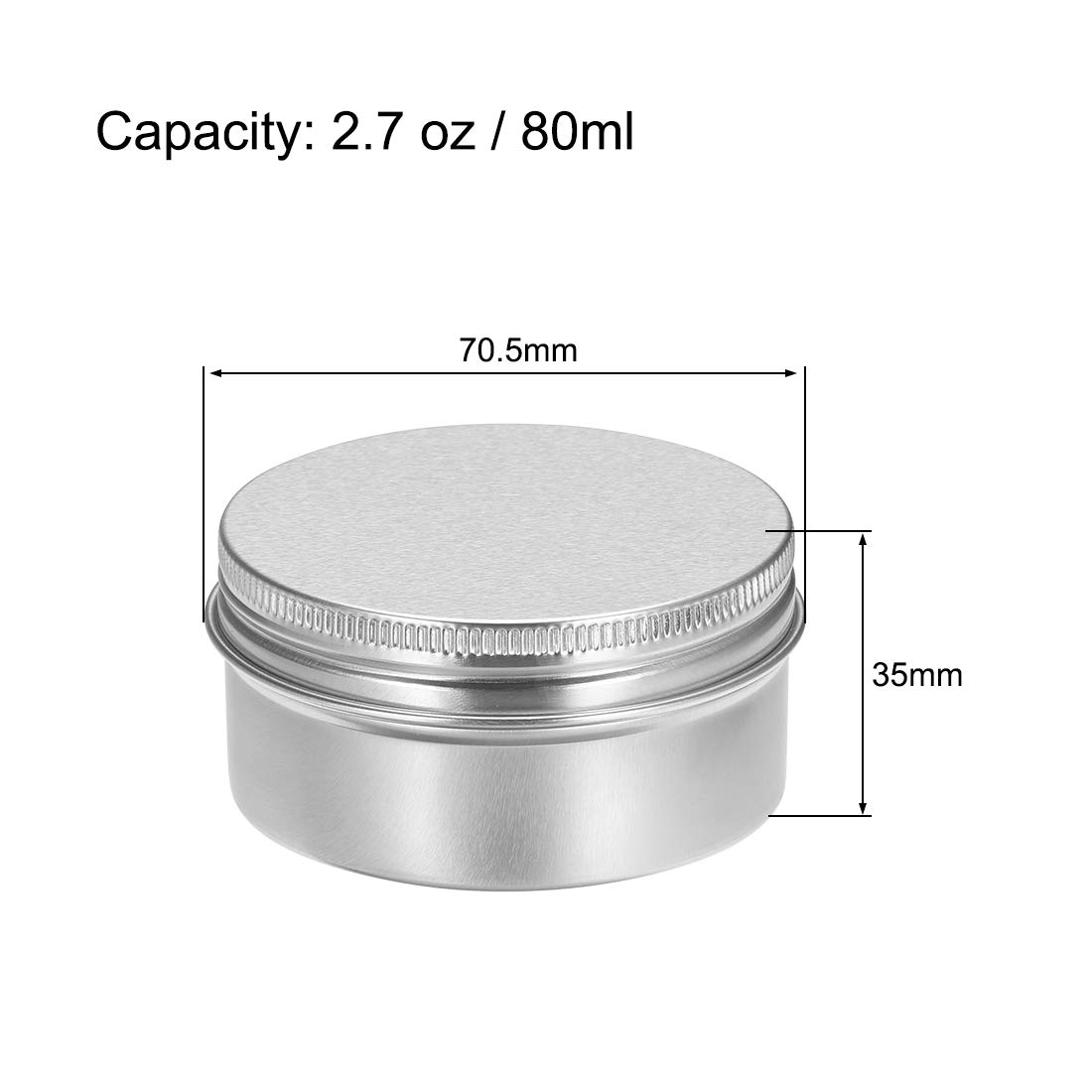 uxcell 3 Pack 2.7 oz Round Aluminum Tin Cans with Screw Top Metal Lids - 80ml Airtight Containers for DIY Crafts, Candle Making, Storage & Organizing - Perfect for Home, Office & Workshop Use