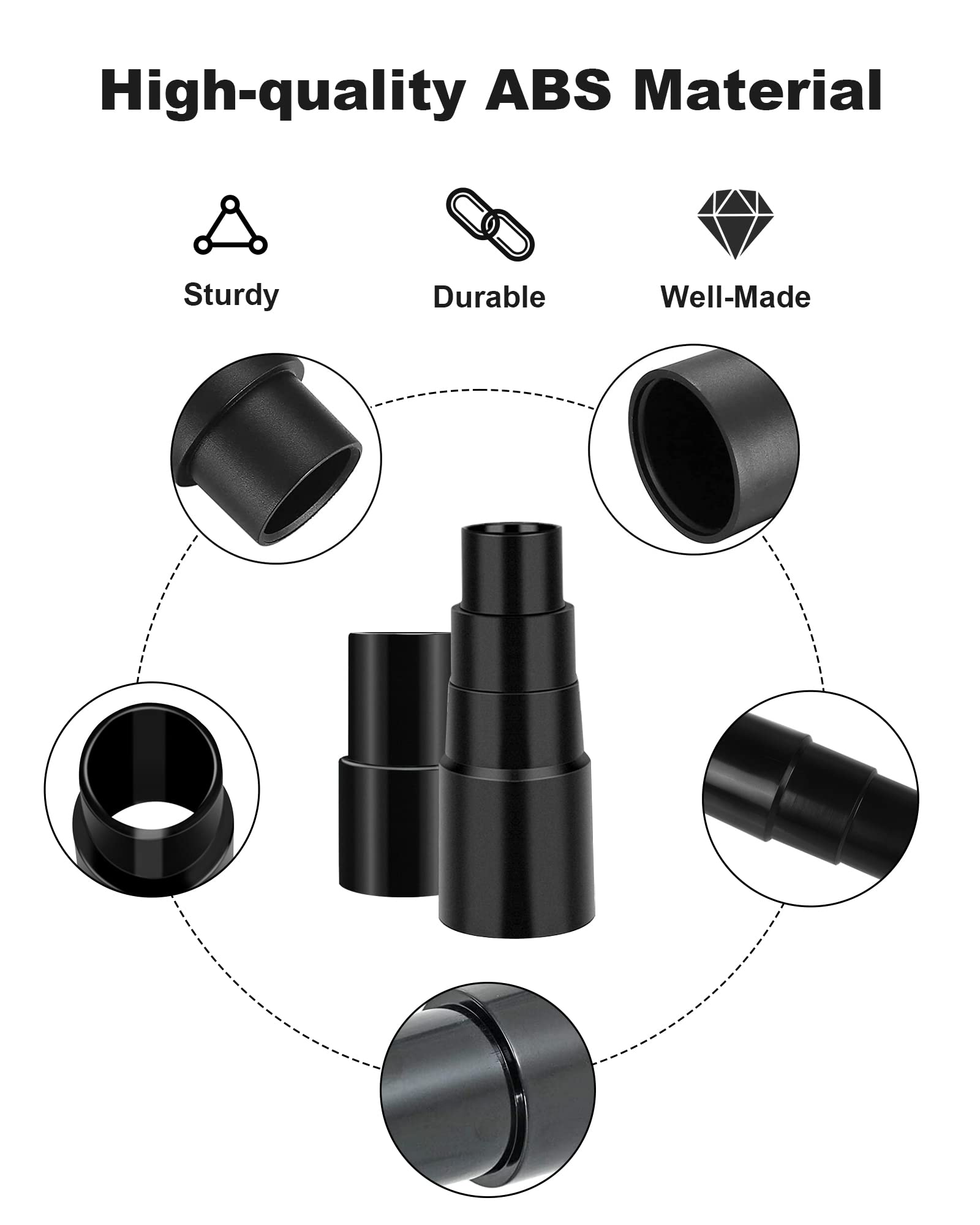 3Pcs Vacuum Hose Adapter Kit (1-3/8