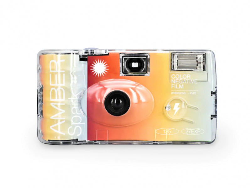 Amber Spark Disposable Film Camera 400 ISO 35mm with Built-in Flash - 27 Exposures | Perfect for Travel, Parties & Outdoor Adventures