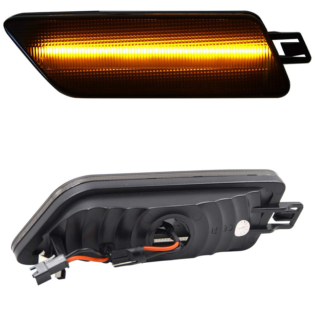 Smoked Lens LED Side Marker Light for 2015-2018 Porsche Macan - Amber SMD LED Front Bumper Turn Signal Lights Kit - OEM Replacement - Perfect for Night Driving & Car Customization