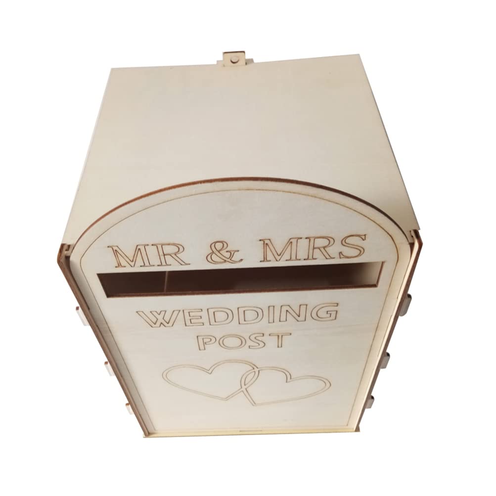 Elegant Wooden Wedding Card Box with Lock & Key - Perfect for Weddings, Baby Showers, Birthdays & Graduations - Secure Gift Card & Money Holder for Special Occasions