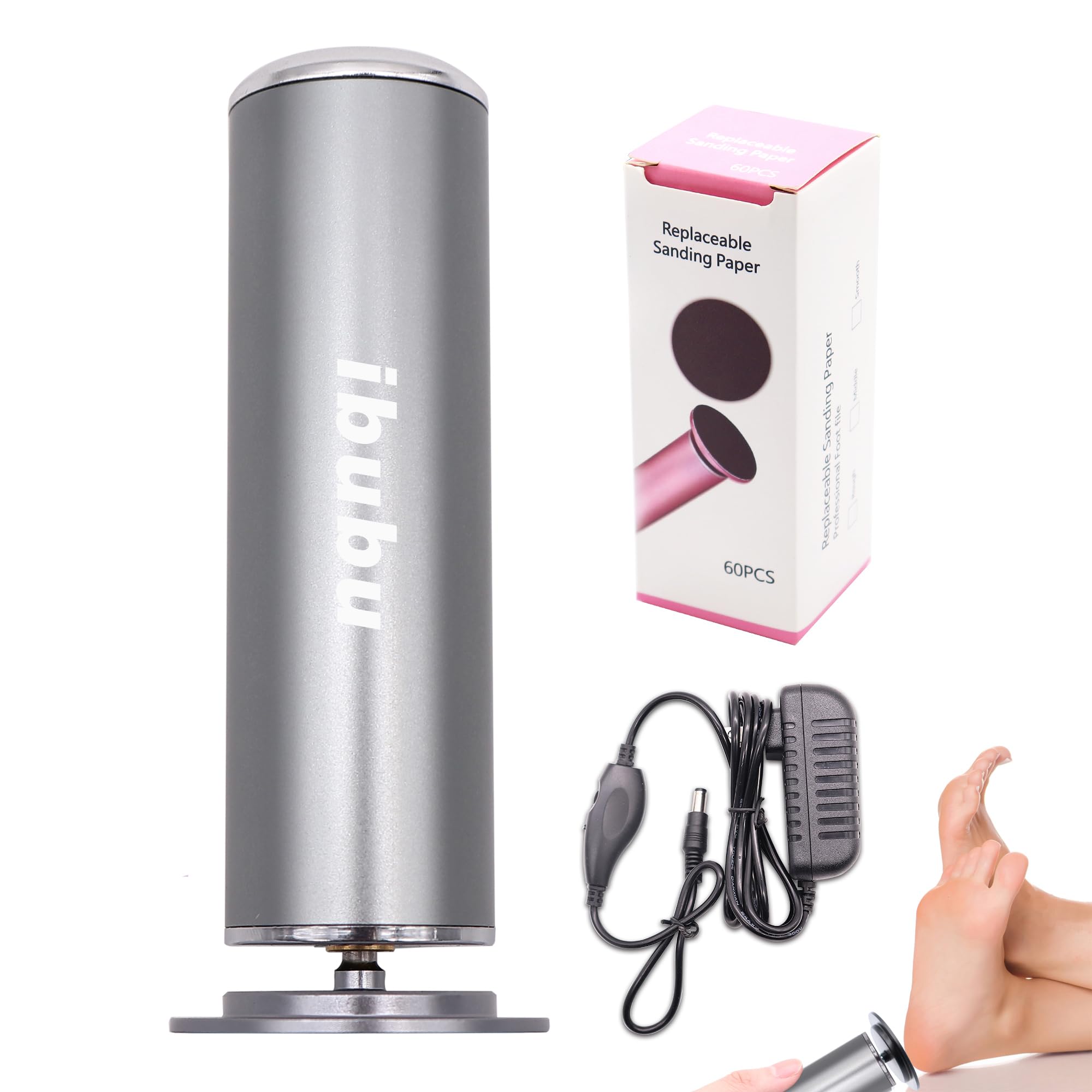 Electric Callus Remover - Professional Foot File Grinder with Speed Control & 60PCS Sandpaper Disks - Pedicure Tool for Dead Skin Removal - Perfect for Home Spa, Salon & DIY Foot Care (Gray)