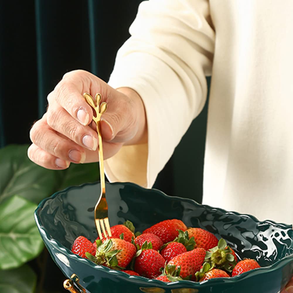 8-Piece Gold Dessert Forks Set - 5 Inch Modern Stainless Steel Tea Forks, Small Cake & Fruit Forks for Parties, Weddings & Events - Elegant 3-Tine Silverware (Dishwasher Safe) - Perfect for Afternoon Tea, Dessert Buffets & Wedding Receptions