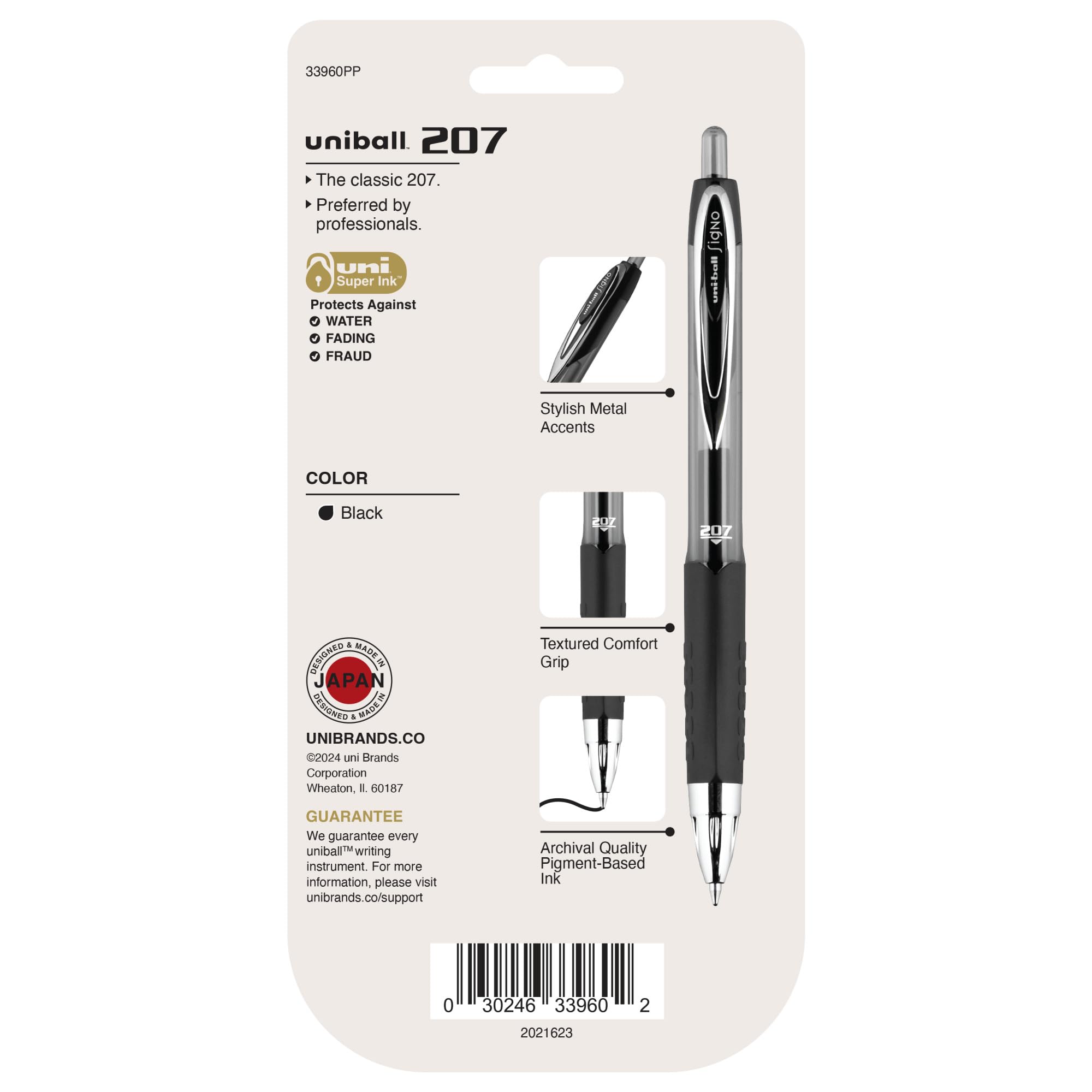 Uni-ball 207 Retractable Gel Pens - Medium Point 0.7mm Black Ink - 4 Pack - Smooth Writing for Office, School & Note Taking