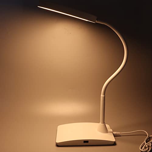 LED Desk Lamp with 3 Color Modes & 360° Adjustable Arm - Eye-Caring USB Table Lamp for Study, Office, Nail Art & Tattoo - Stepless Dimming White Light for Home & Workspace